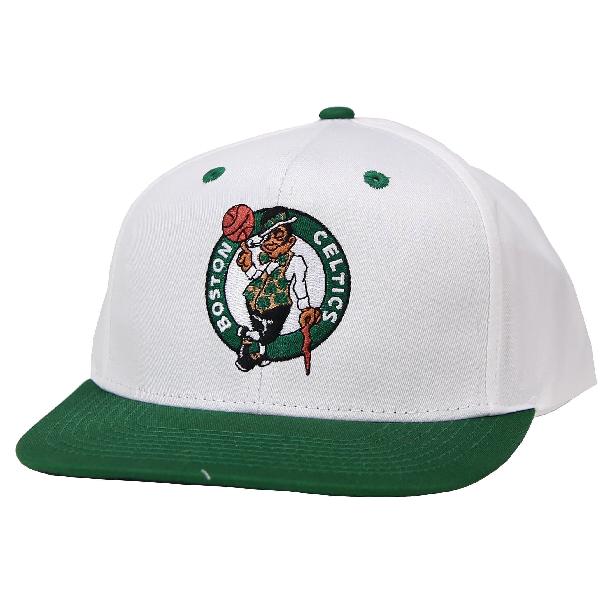 Boston Celtics White/Green Two Tone Snapback Adjustable Plastic Snap Back Hat / Cap