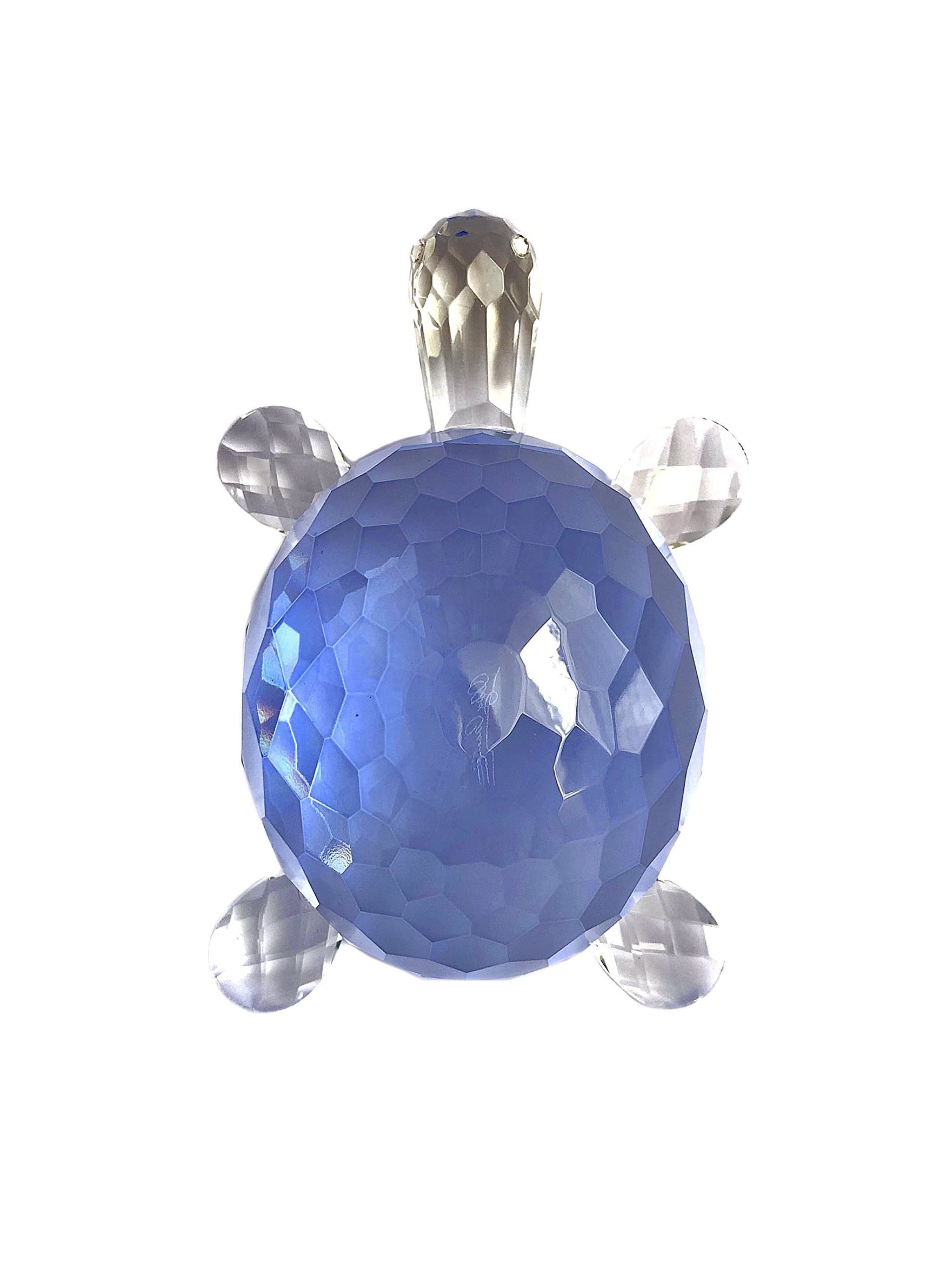 Oleg Cassini Crystal Turtle Paperweight - Gift Boxed (Light Blue)