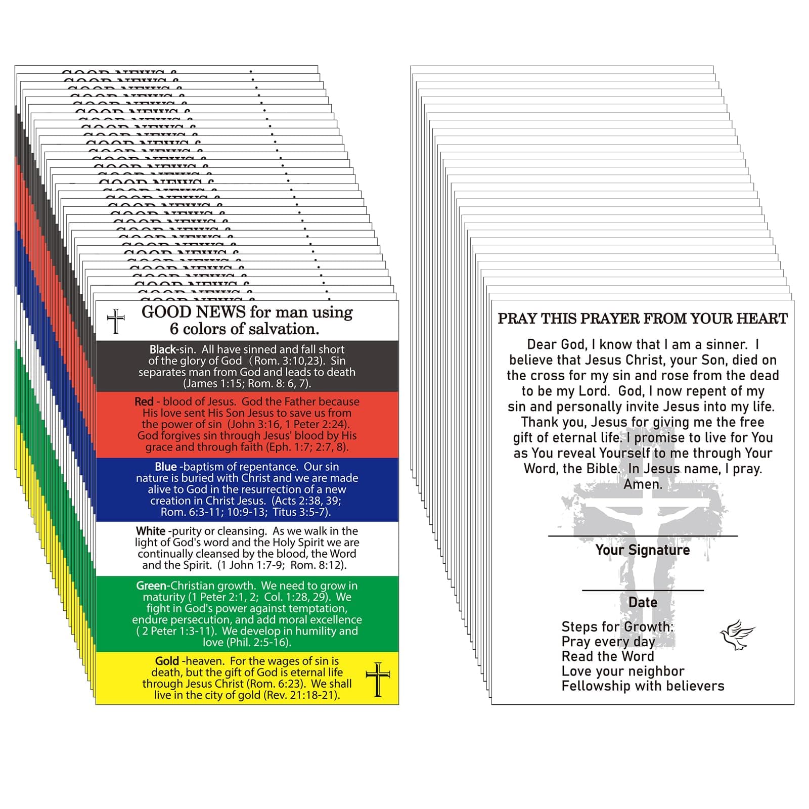 Zhanmai 200 Pcs Gospel Tract Card Plan of Salvation Cards Pocket Holy Postcards Prayer Christian Bible Verse Bookmark Inspirational Wallet Planner for Christian Gift Men Women Teens Ministering Tool