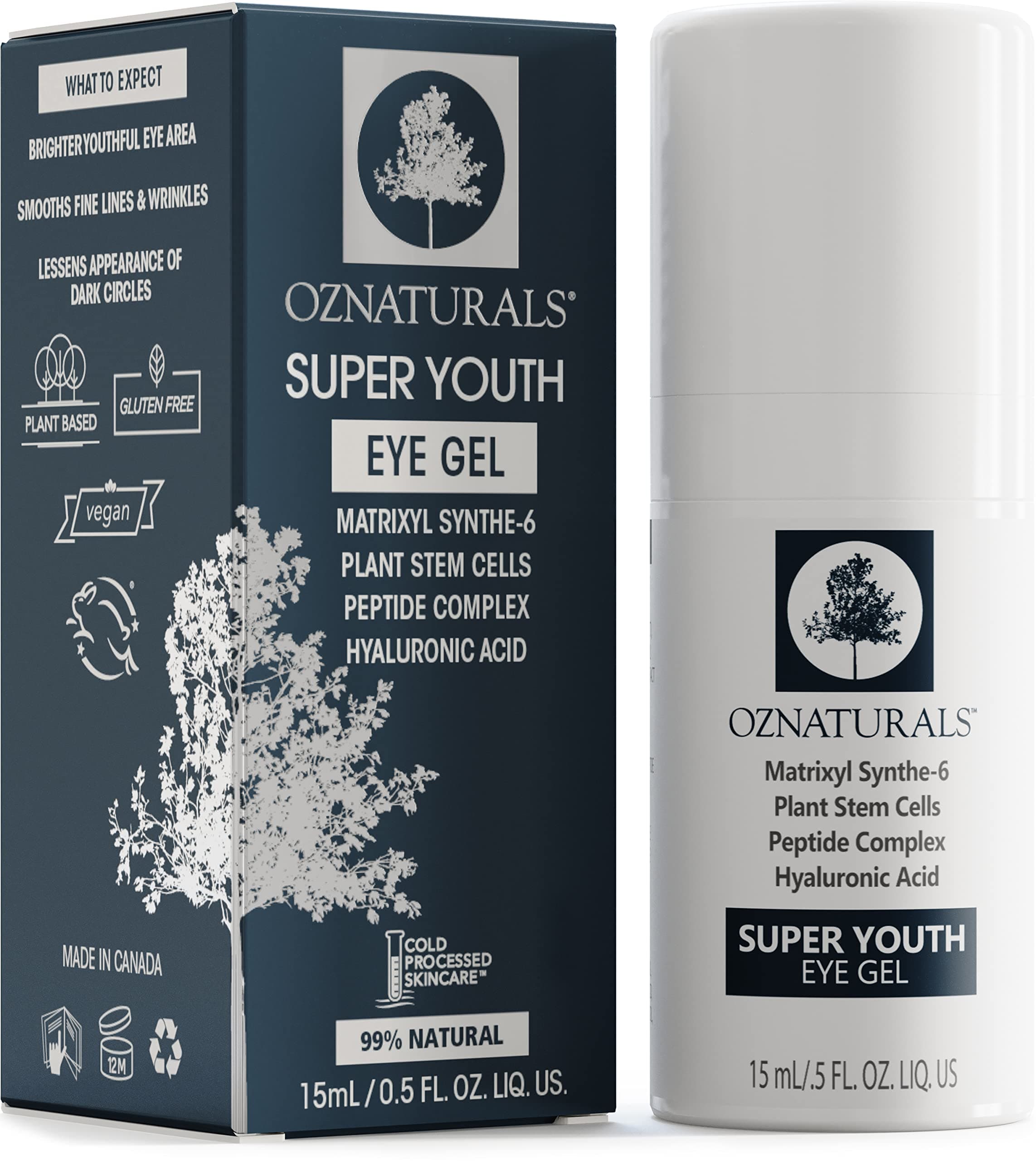 OZNATURALS Anti Aging Eye Gel With Hyaluronic Acid - Dark Circles Under Eye Treatment for Women - Best Eye Cream Products For Puffy Eyes & Wrinkles