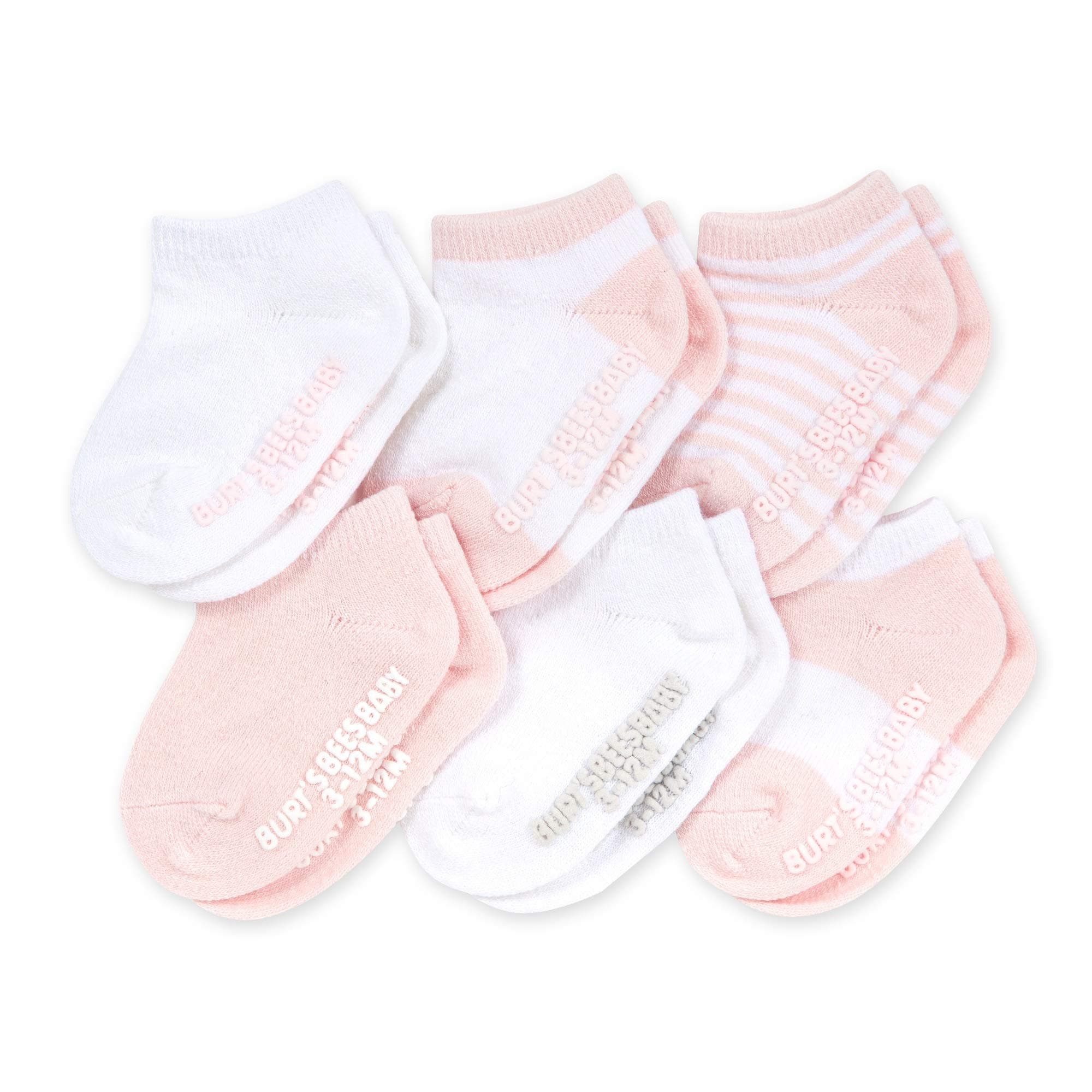 Burt's Bees Baby Unisex Baby, 6-pack Ankle Socks With Non-slip Grips, Made With Organic Cotton