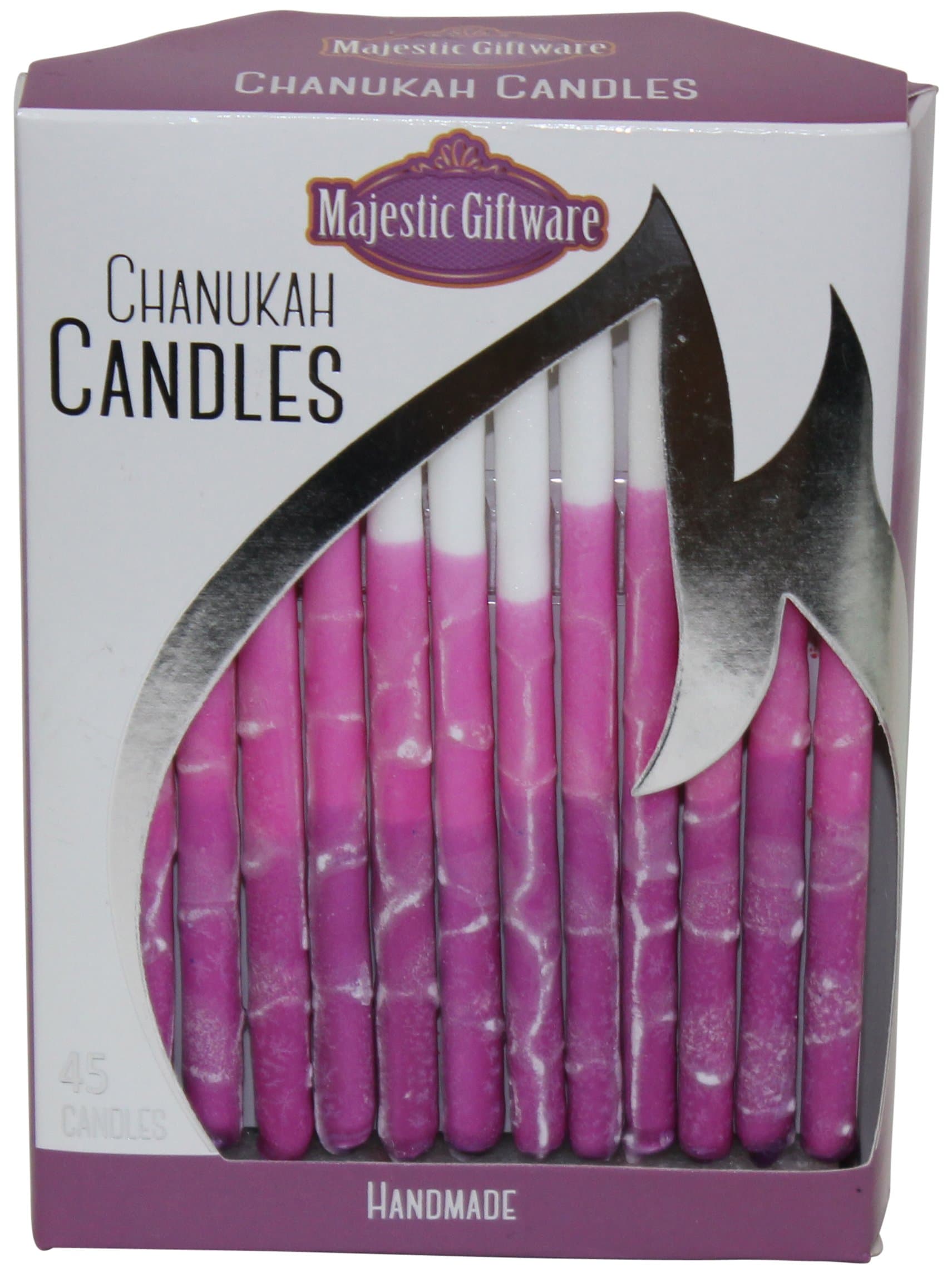 Majestic GiftwareChanukah Candles-Executive Collection-45 Pack-Purple/Pink/White-6" #CP232
