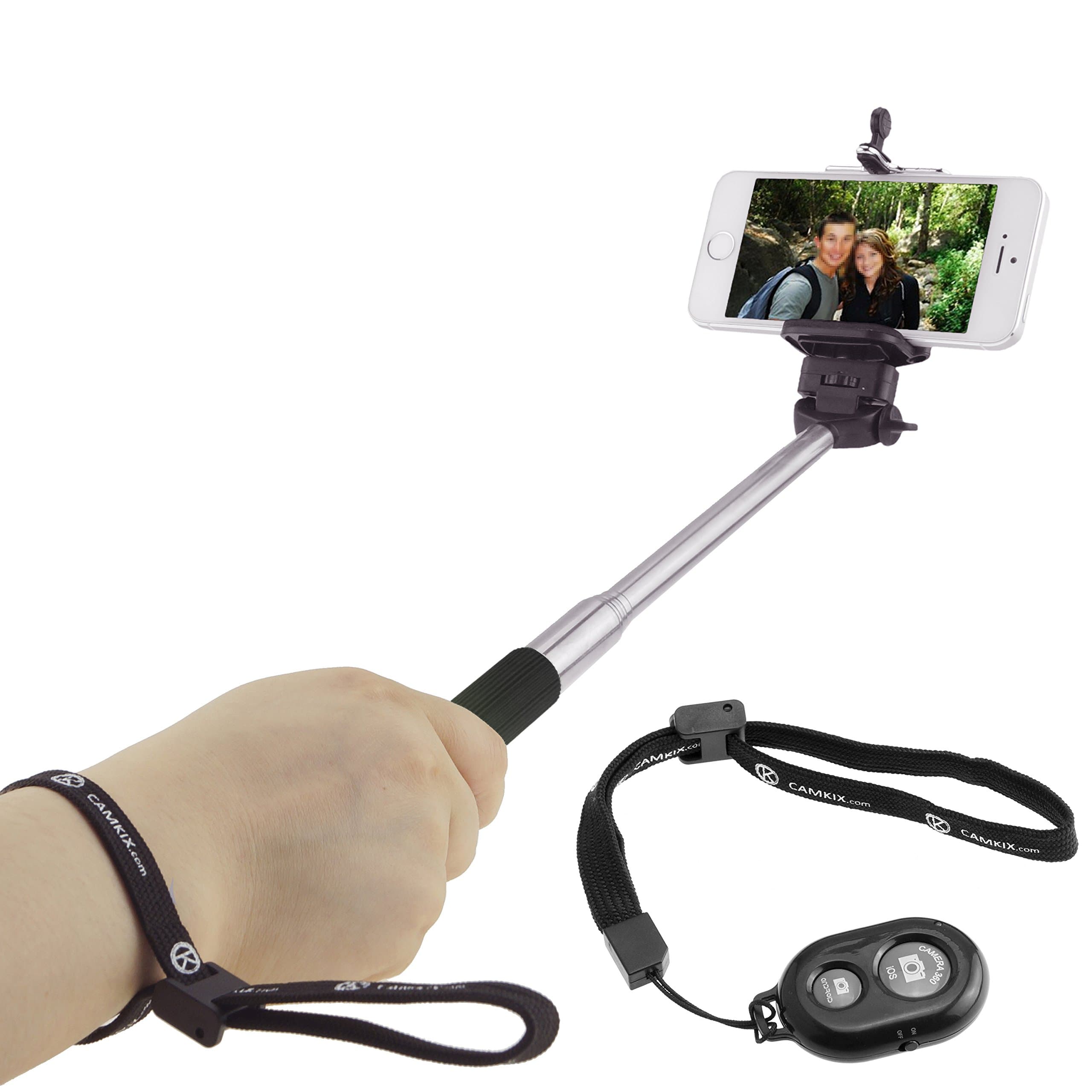 CamKix CamKix Selfie Stick with Bluetooth Remote for Smartphones - With Universal Phone Holder up to 3.25 Inch in Width - Adjustable Handheld Monopod 11" - 40" - Light, Compact, Easy to Carry