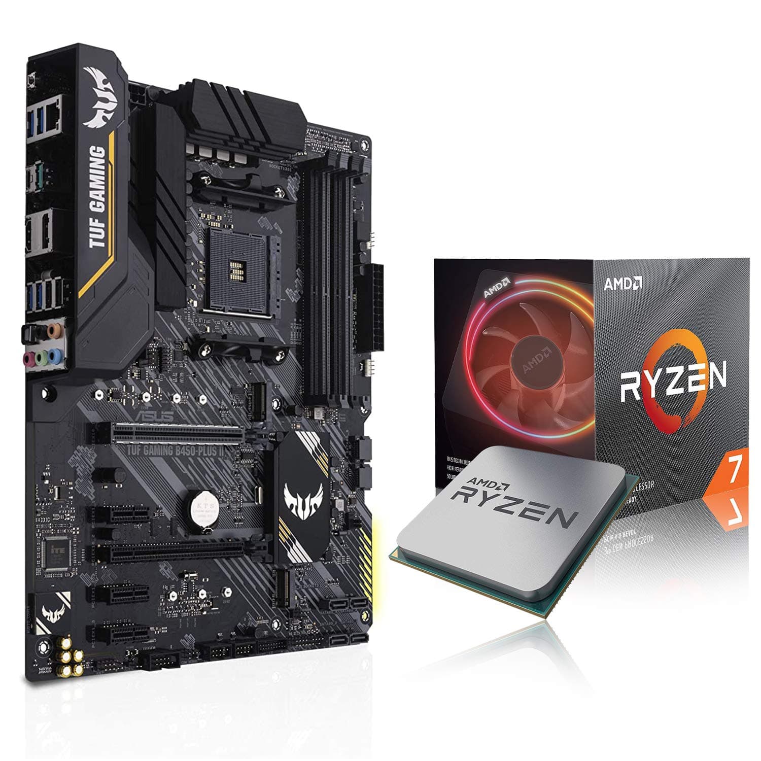 Micro Center AMD Ryzen 7 3700X Matisse Desktop Processor 8-Core Up to 4.4GHz Unlocked with Wraith Prism LED Cooler Bundle with ASUS TUF B450-PLUS II AMD AM4 Ryzen 5000 ATX Gaming Motherboard
