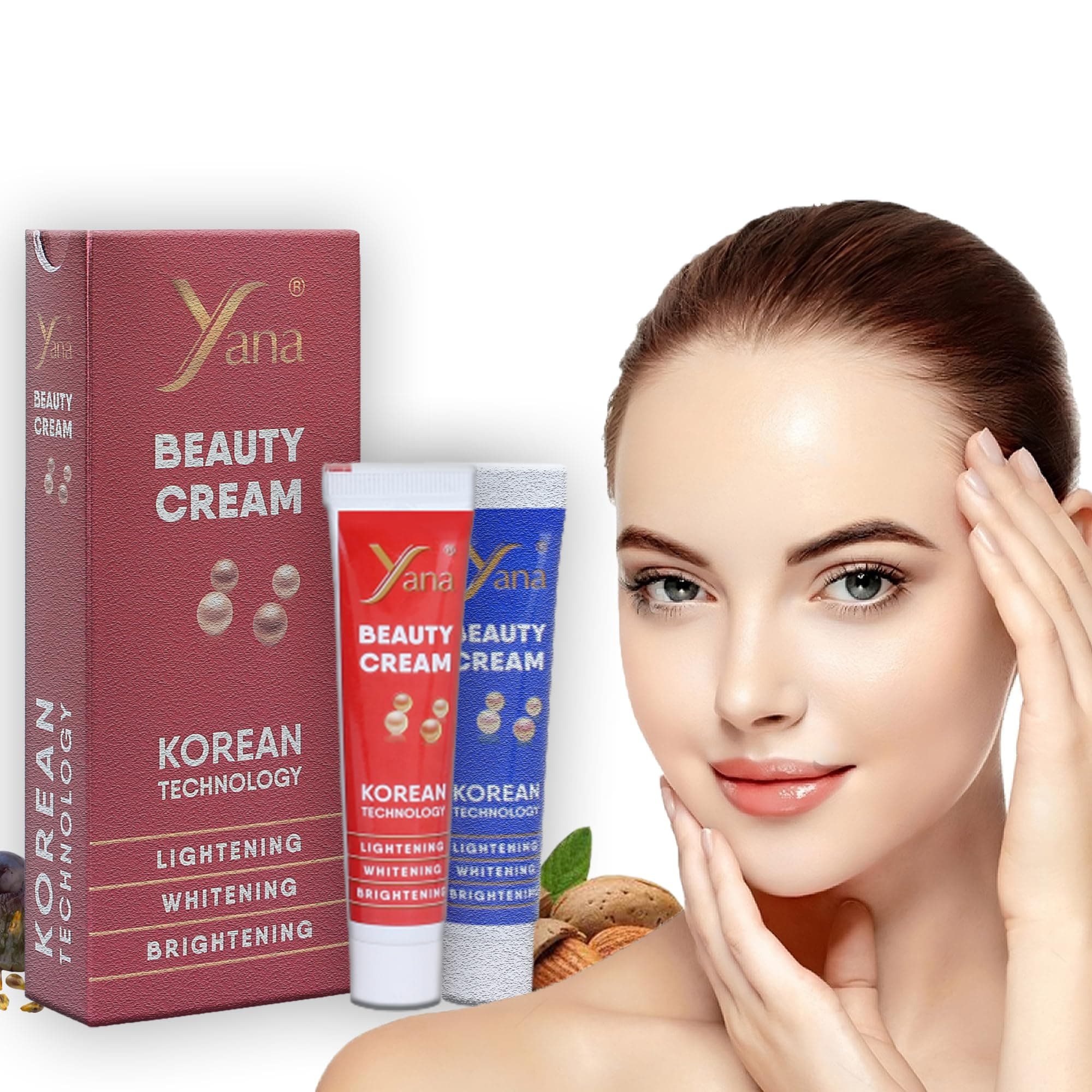 Yana Beauty Cream with Korean Technology - Skin Whitening for Women & Men - Glutathione & Kojic Acid Face Cream - Full Body Fairness & Brightening Cream - for Glowing Skin & Hyperpigmentation
