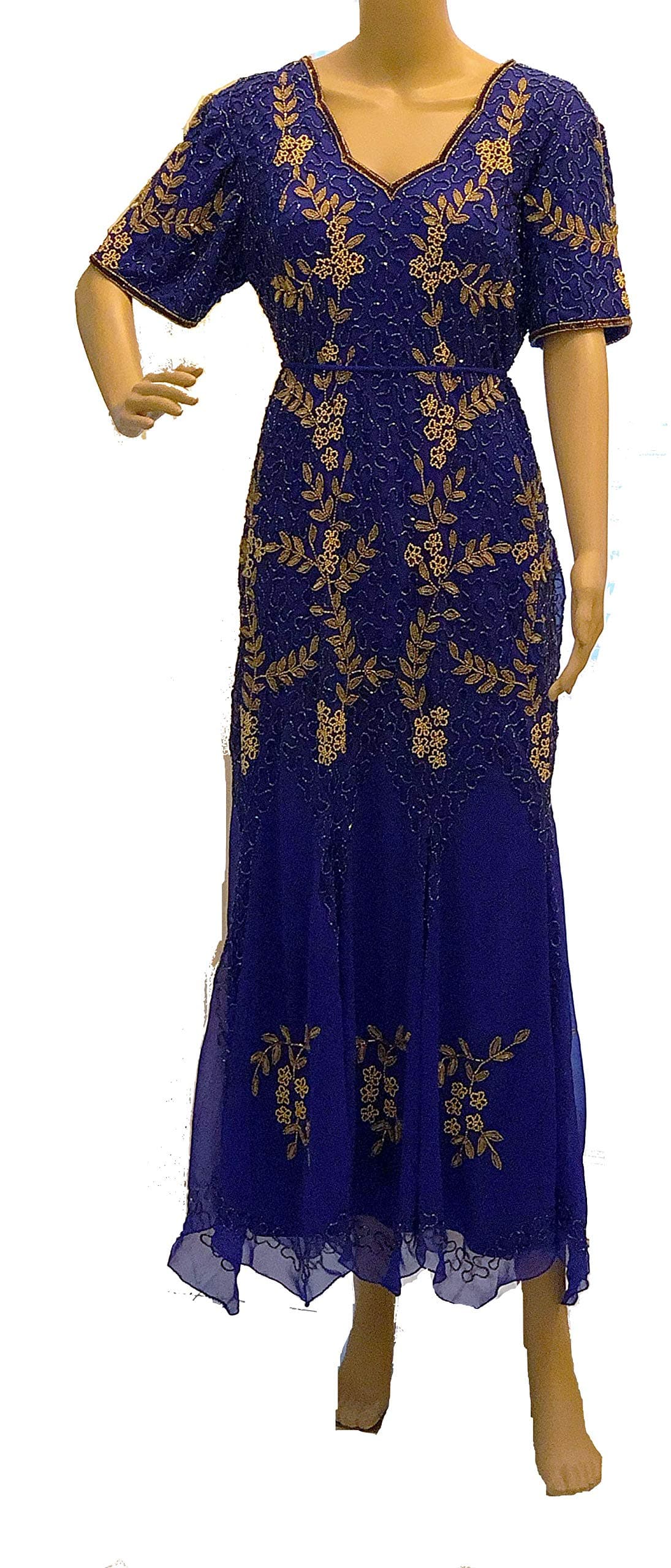 urbandubaifashion Royal Blue Cocktail Dress Caftan Women's Party wear Moroccan Dress