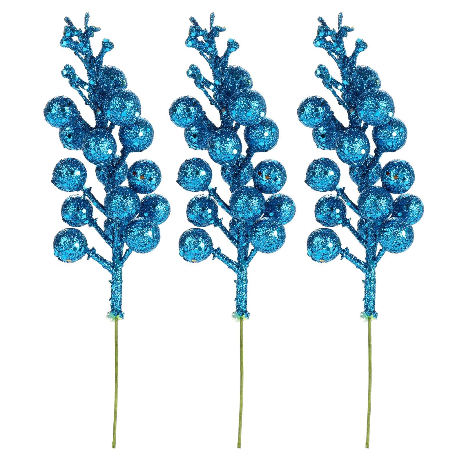 EESLL Christmas Glitter Berries Stems,15 Pcs 7.8Inch Artificial Christmas Picks,Berry Twig Stem,Artificial Berry Picks,Christmas Tree Decorations