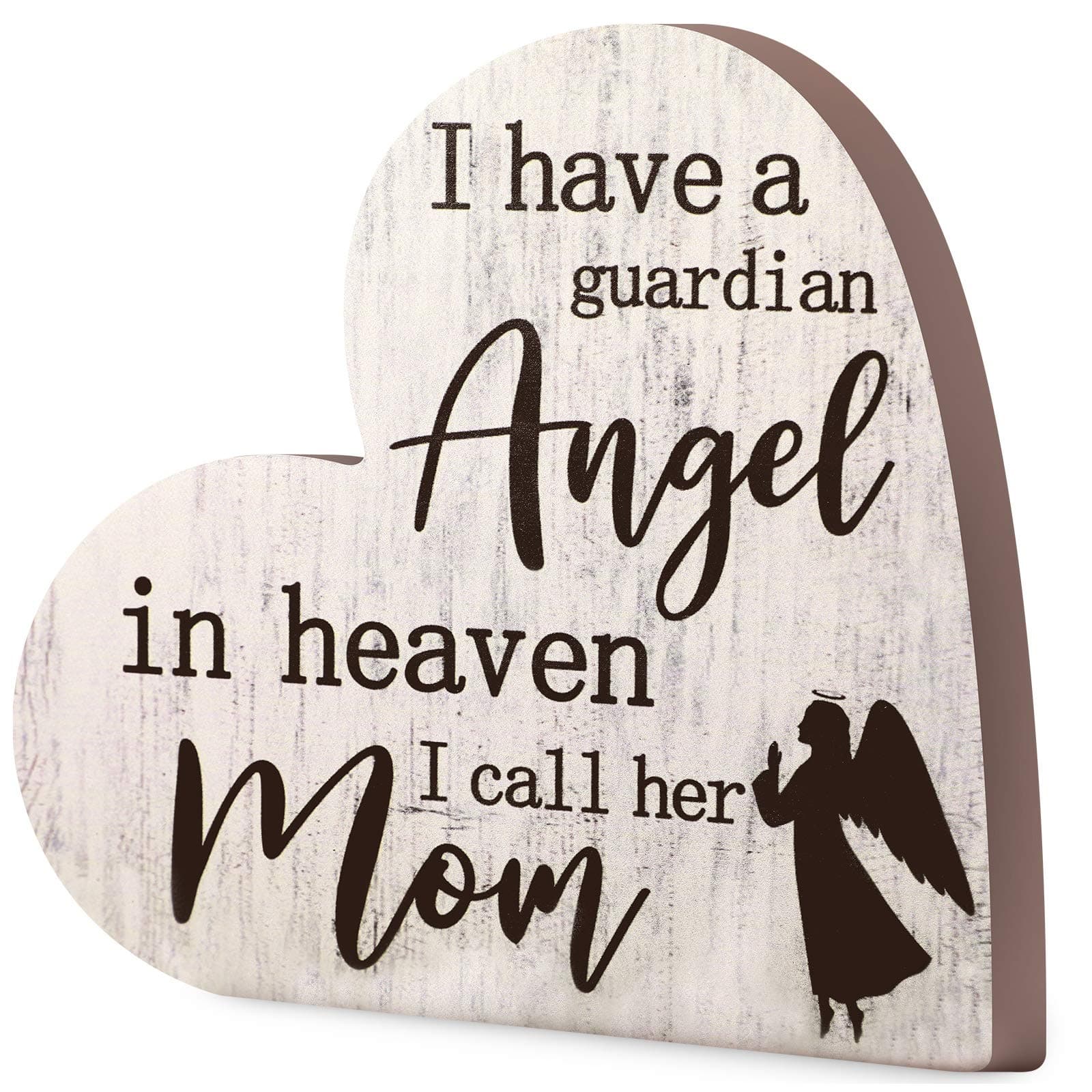 Jetec Bereavement Gift Sympathy Memorial Decor Wooden Heart Shaped Sign Memorial Sign for Loss of Mother Grief Funeral Sorry for Loss Loving Mom
