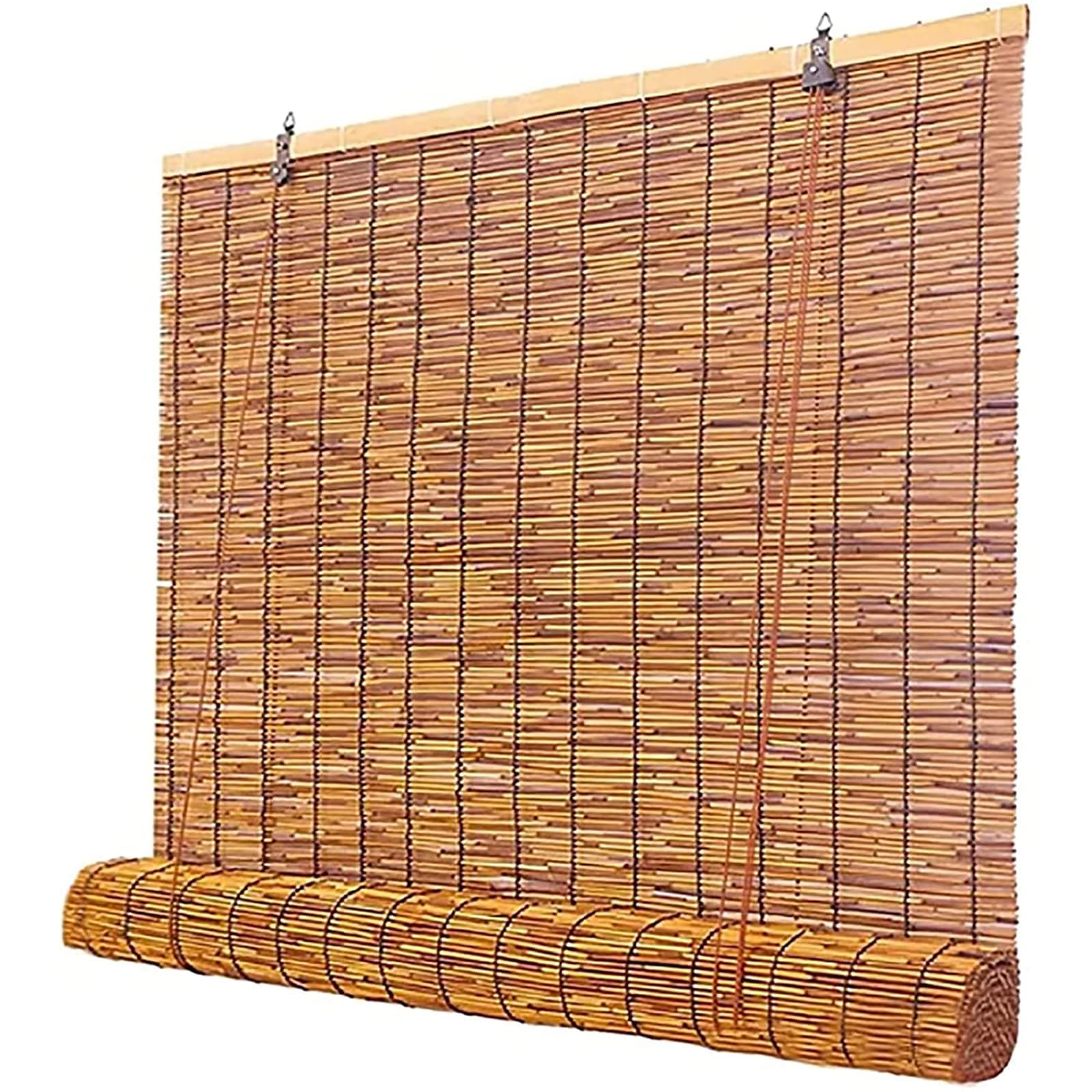 Bamboo Blinds,Porch Blinds,Bamboo Shades for Patio,Outdoor Blind,Porch Shades Roll Up,Window Blinds Cordless Easy to Install-Carbonizedcolor-61×72in(WxH)