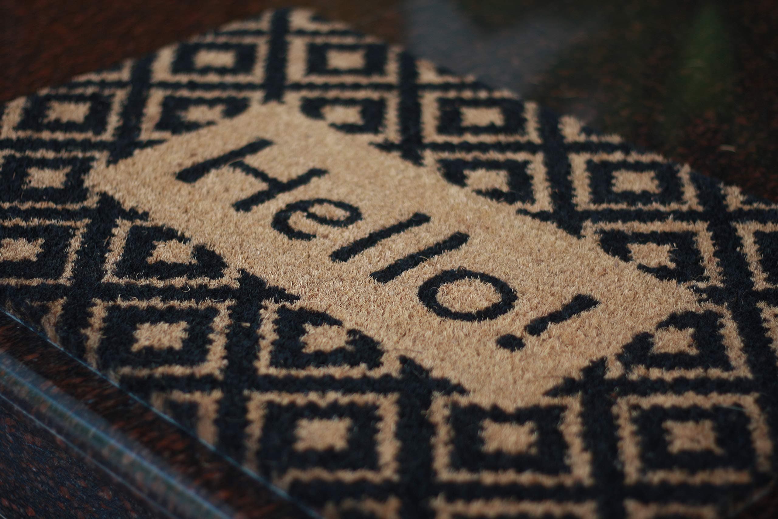 ECOMATS Pure Coco Coir Anti Slip and Non-Skid Hello Printed Doormat with Heavy-Duty PVC Backing - Perfect Color & Size for Outdoor & Indoor. Size: 40 x 60 x 1.5 cm