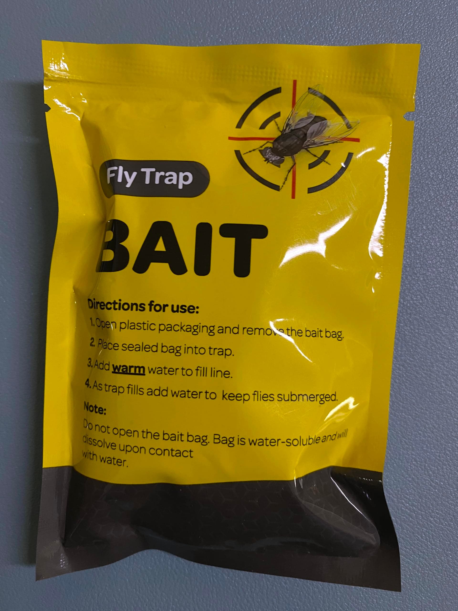 Outdoor Fly Trap [4 Pack] Fly Traps Outdoor with Dissolvable Non-Toxic Bait - Fly Repellent for Outdoor Use Only - Controls Flies for Patios, Barns, Ranches Etc. Hanging Fly Traps with Tie Included