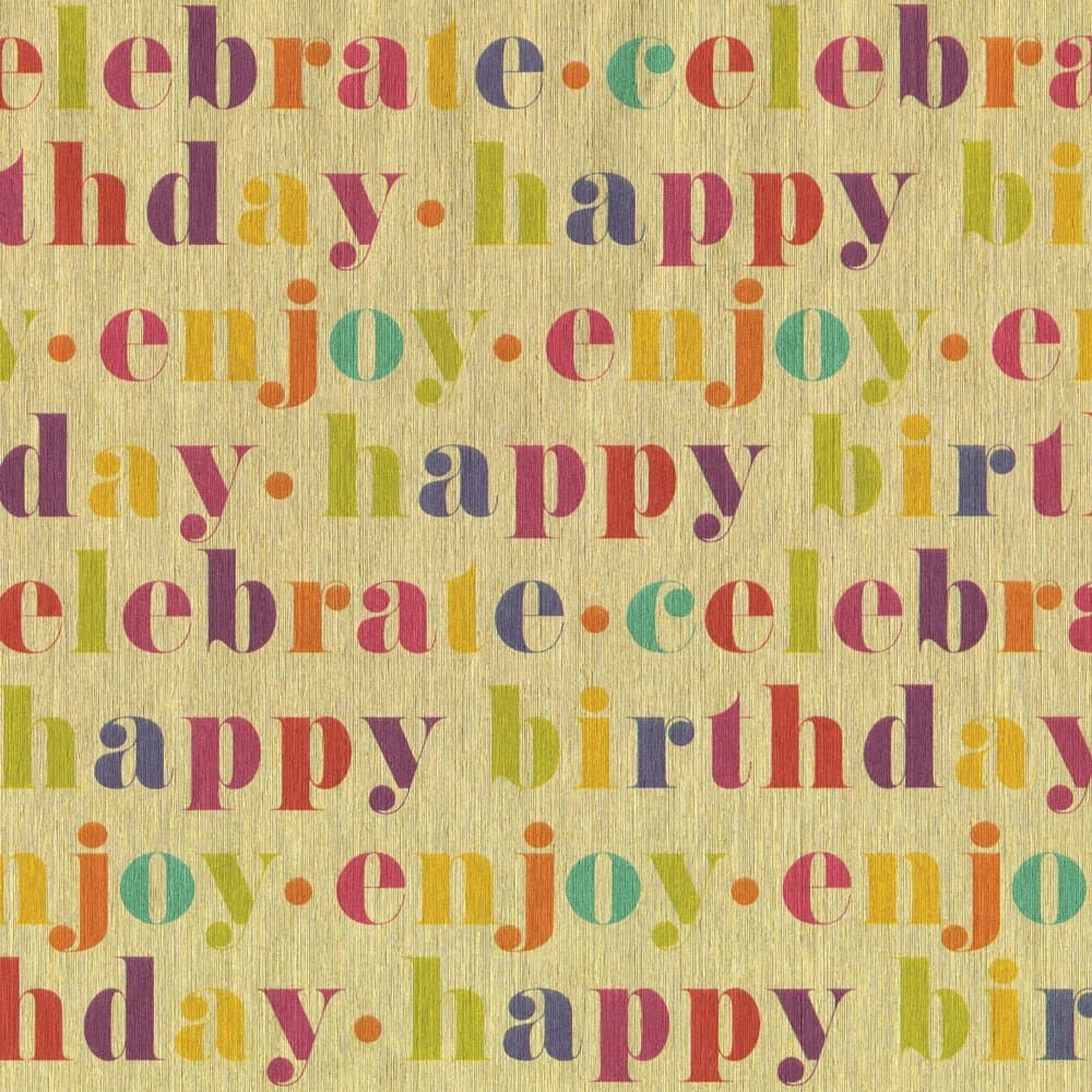 Caspari 89370RSC Celebration Foil roll of gift wrap, Happy Birthday Gold