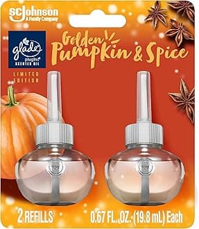 Glade PlugIns Refills Air Freshener, Scented and Essential Oils for Home and Bathroom, Golden Pumpkin & Spice, 1.34 Fl Oz, 2 Count