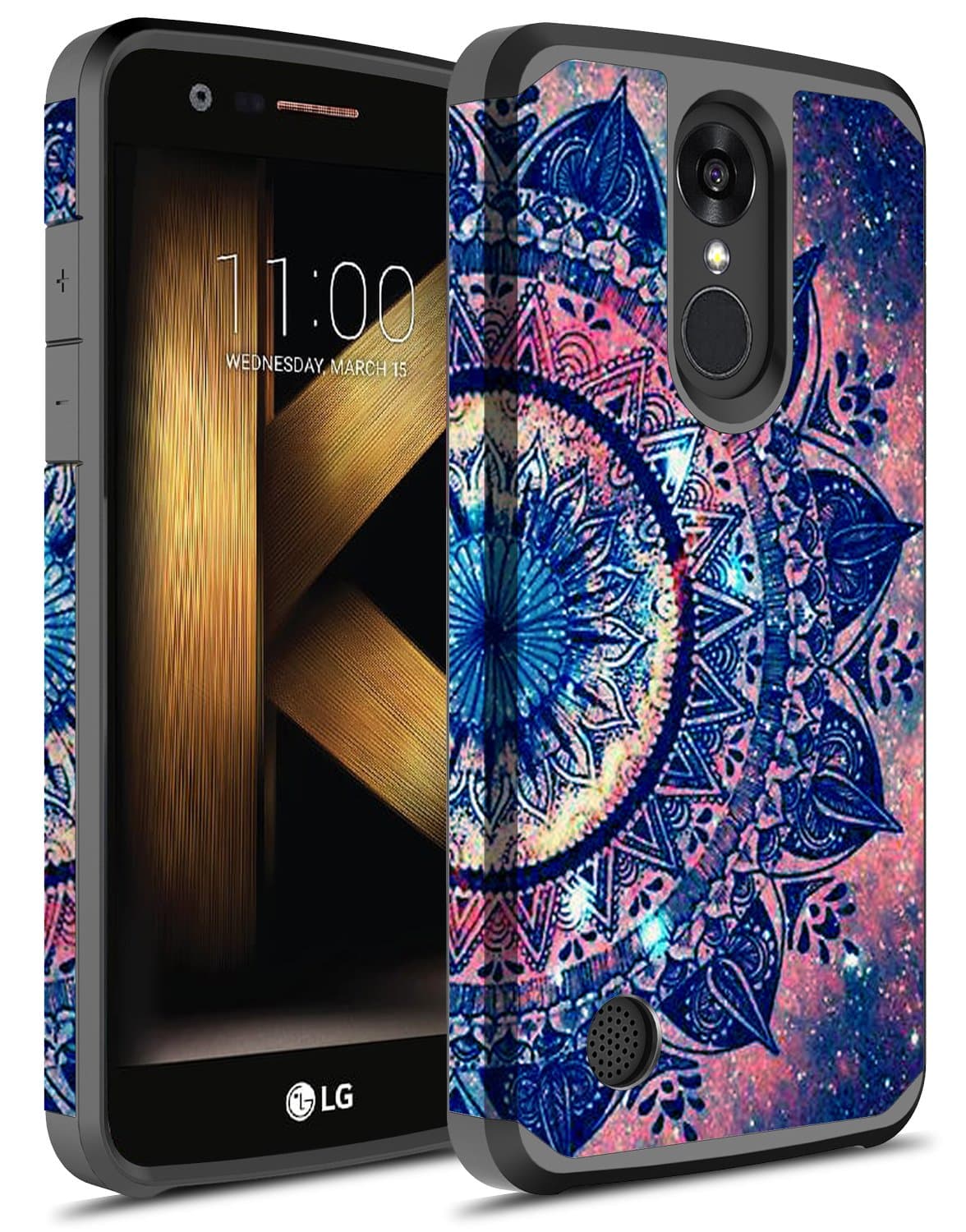 LG K20 V Case, LG K20 Plus Case, LG LV5 Case, Hasting [Drop Protection] Dual Layer Graphic Designed Shockproof Hard Hybird Slim Defender Armor Protector Cover for LG K20 (Mandala)