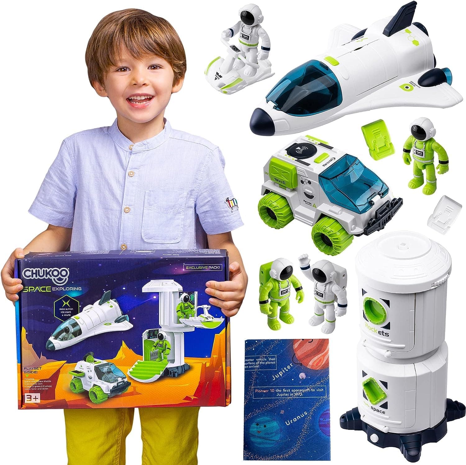 [Upgraded Set] Space Toys for Kids 3 4 5 6 7 8, Space Shuttle with Rocket Ship Toys - 4 Astronauts, Station, & Rover, Spaceship Toy, Rocketship Solar System Playset