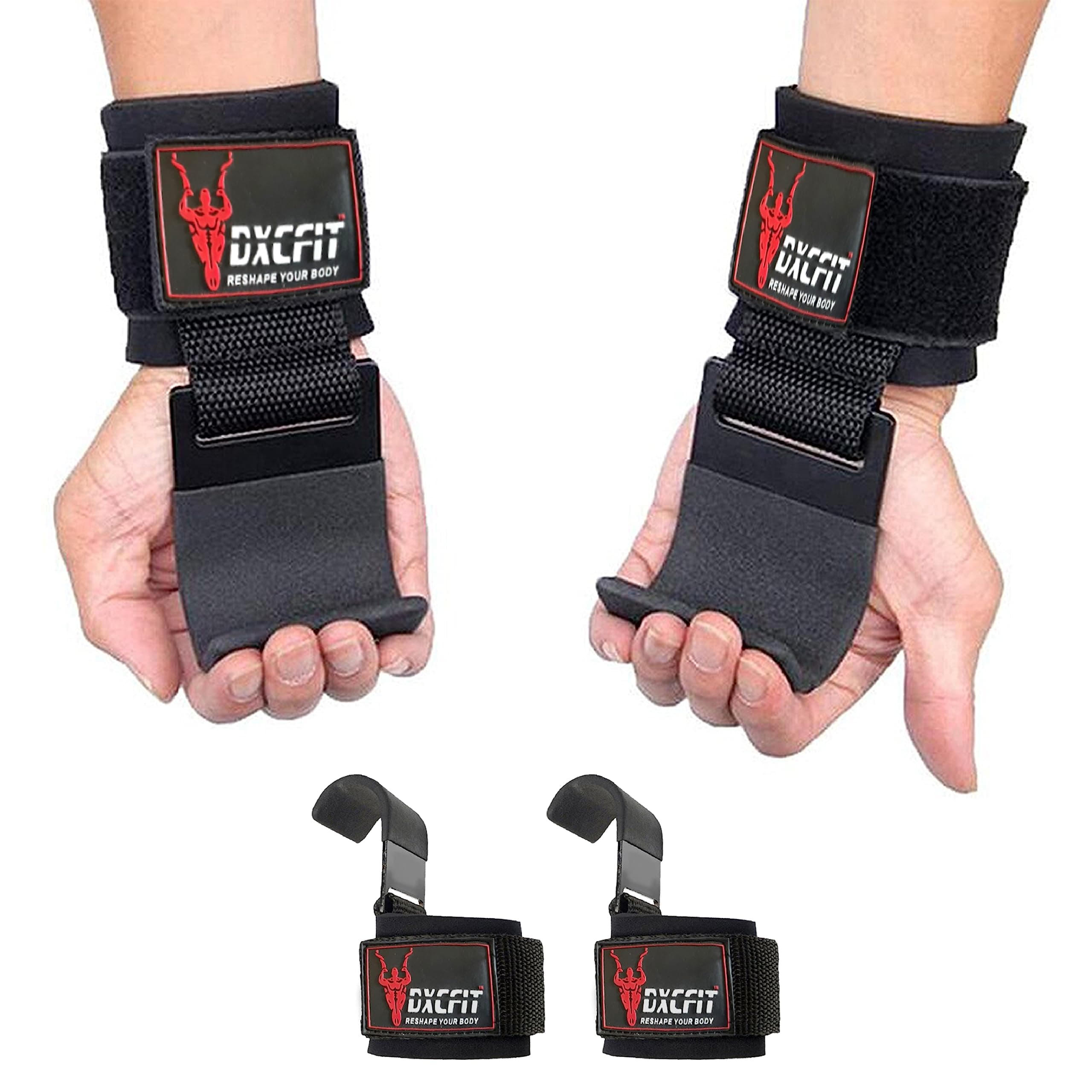 power Hooks Deadlift Wrist grips, Power Hook Grip Wrist Wraps for Men and Women, Weightlifting Rod hooks for Powerlifting, Weightlifting, Bodybuilding, Strength Training & Workout