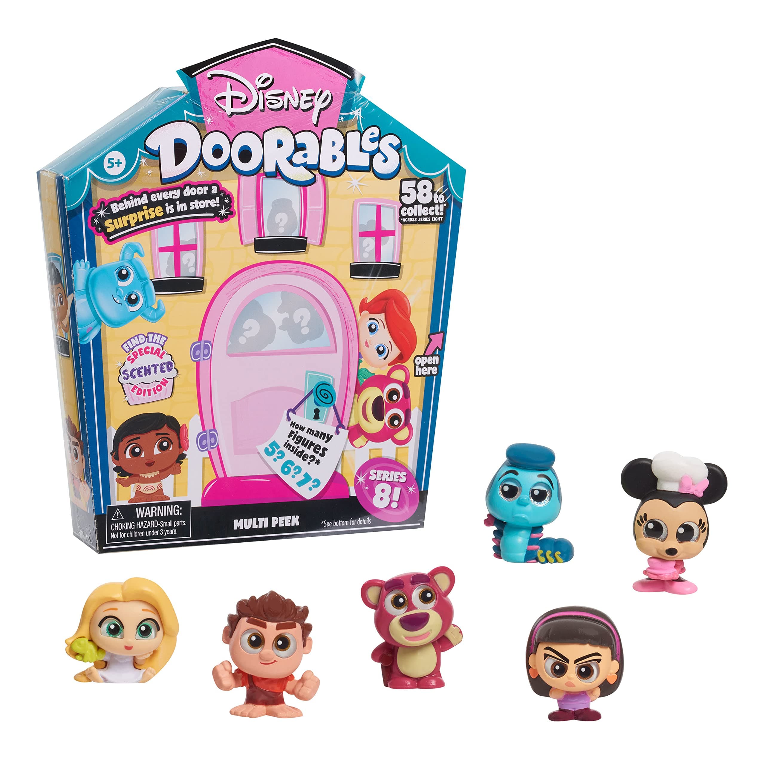 Disney Doorables Multi Peek Series 8 Featuring Collectible Scented Figures, Styles May Vary, Officially Licensed Kids Toys for Ages 5 Up, Easter Basket Fillers, Gifts, Presents by Just Play
