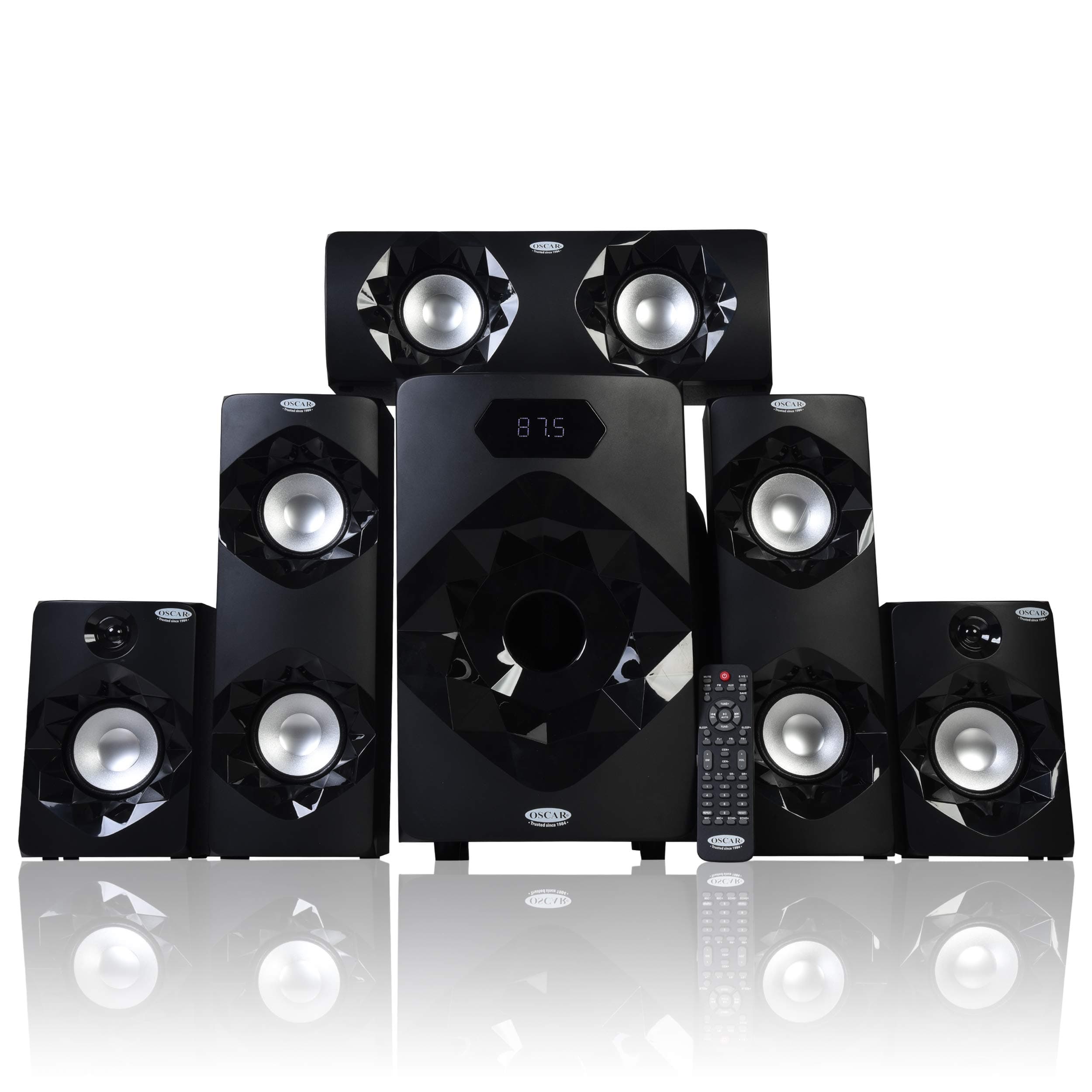 Oscar OSC-5180BT Multimedia Speaker 5.1 with Bluetooth, Home Theater System 8" SW with Bluetooth, Digital FM Radio (Black)