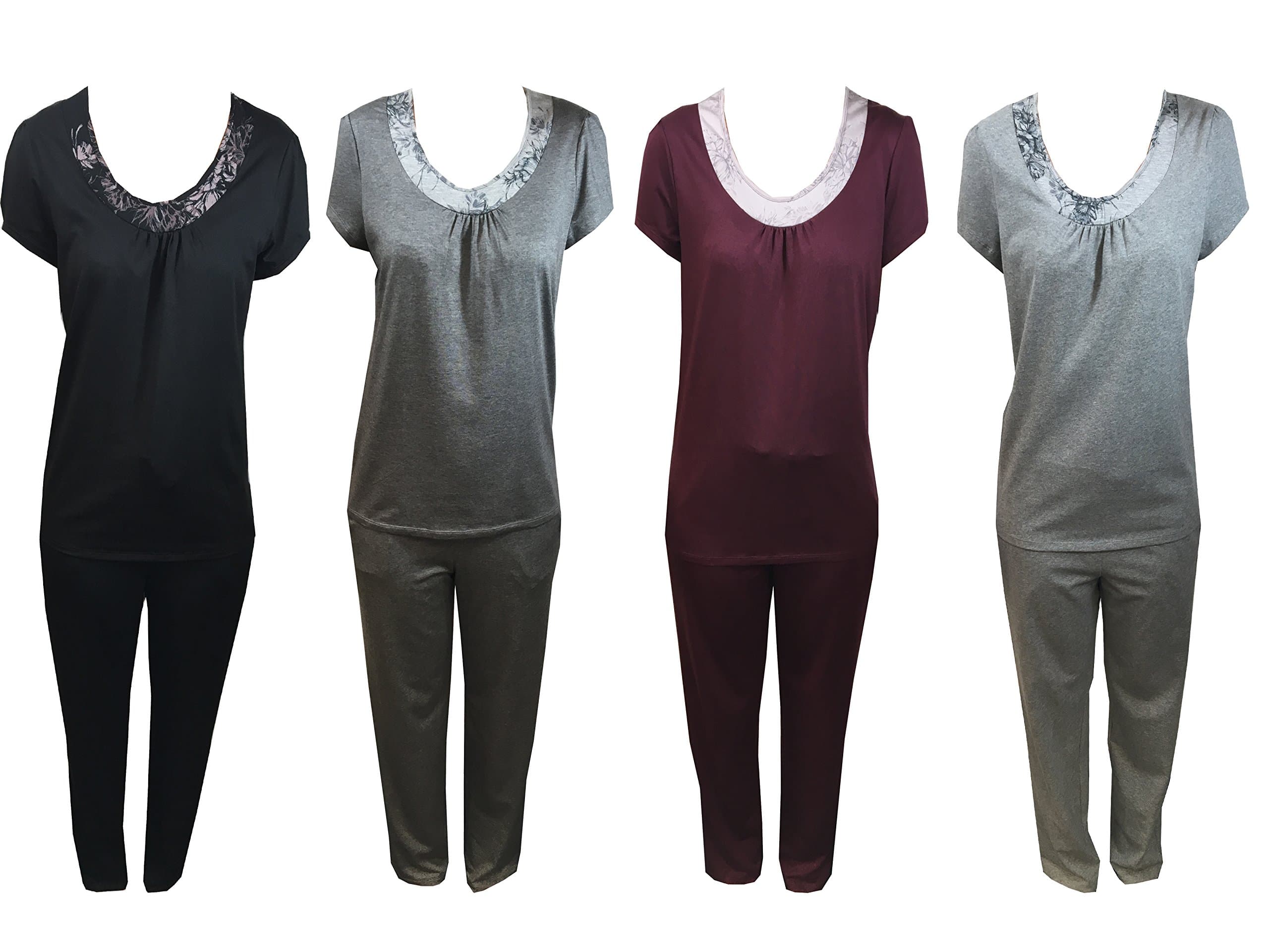 Marks & Spencer Ladies Pyjamas 4 Colours M&S Black Grey Burgundy 10-20 Nightwear