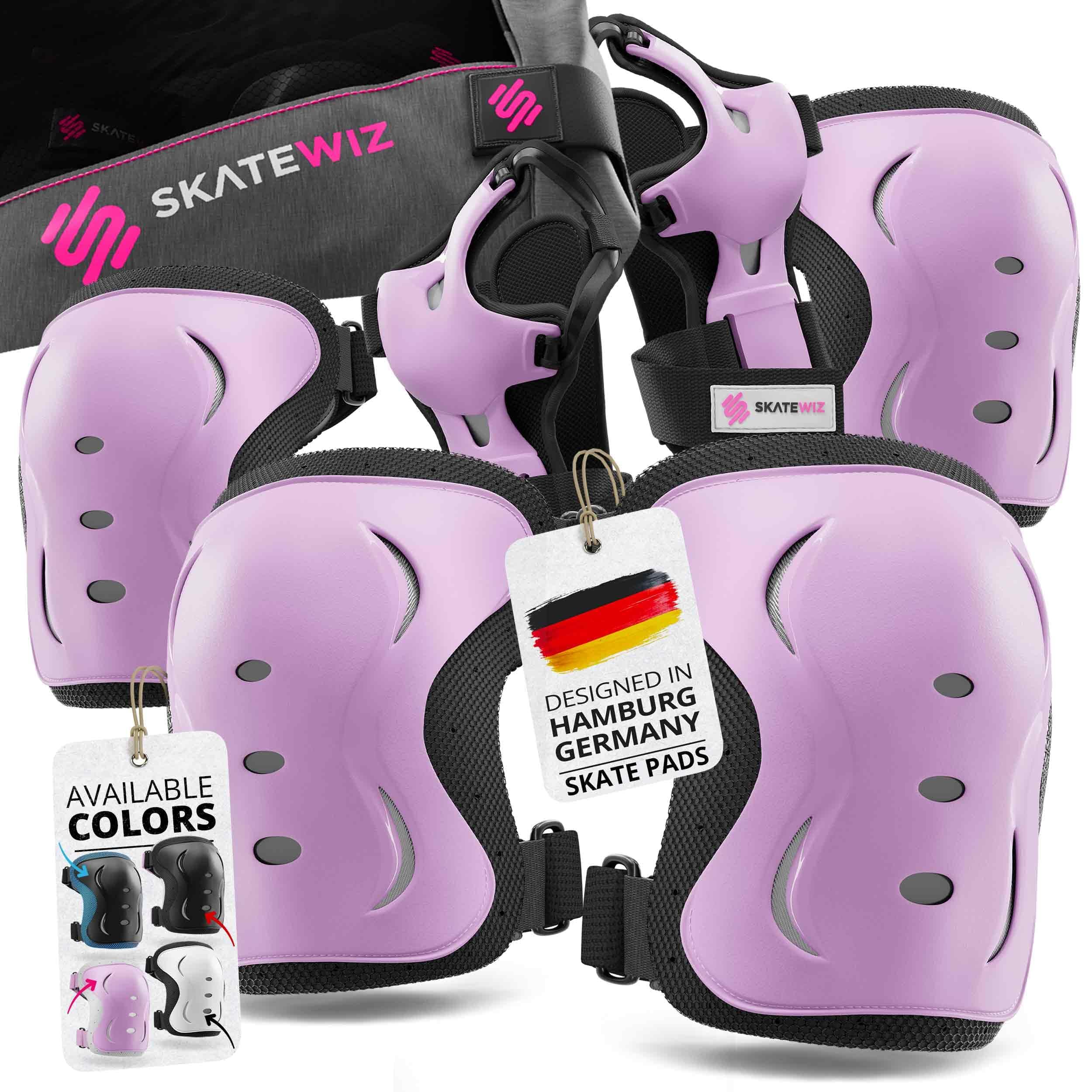 SKATEWIZ Kids and Adults Knee Pads and Elbow Pads Set with Wrist Guards for Roller Skating [6pc] - Skating Protective Gear for Roller Skates & Skateboard