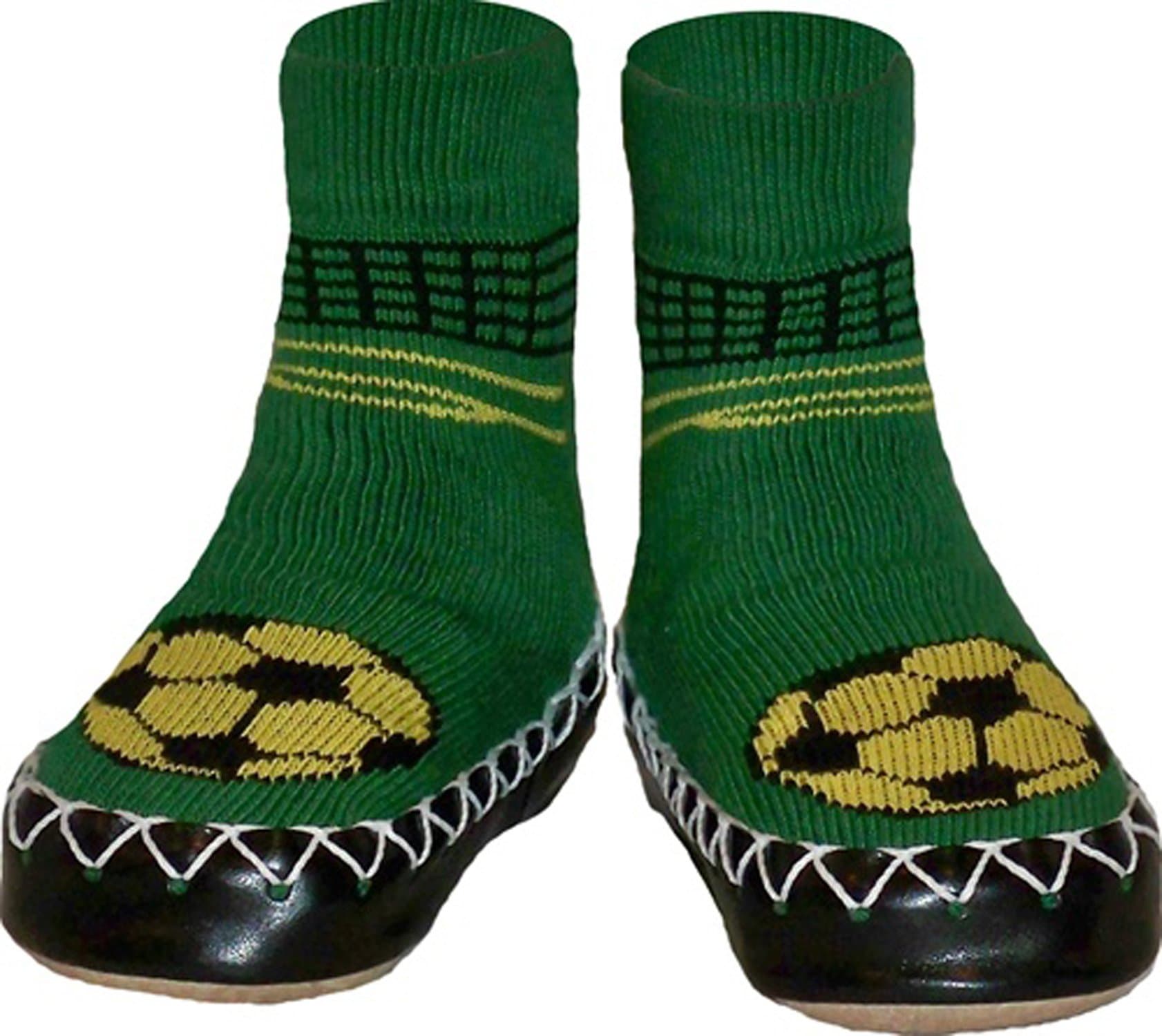 Konfetti Soccer Kids Swedish Moccasin Slipper Socks