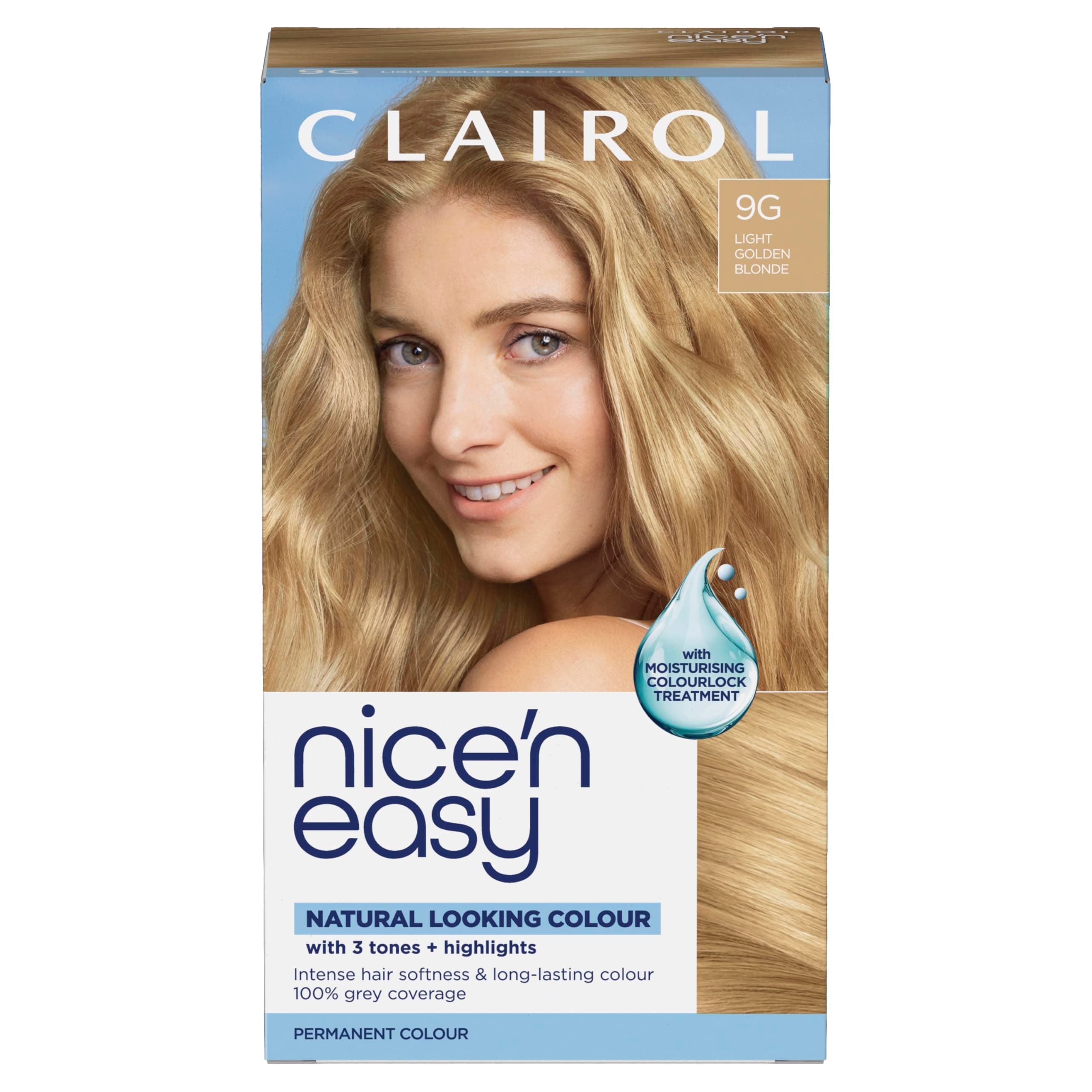 Clairol Nice'n Easy Crème, Natural Looking Oil Infused Permanent Hair Dye, 9G Light Golden Blonde