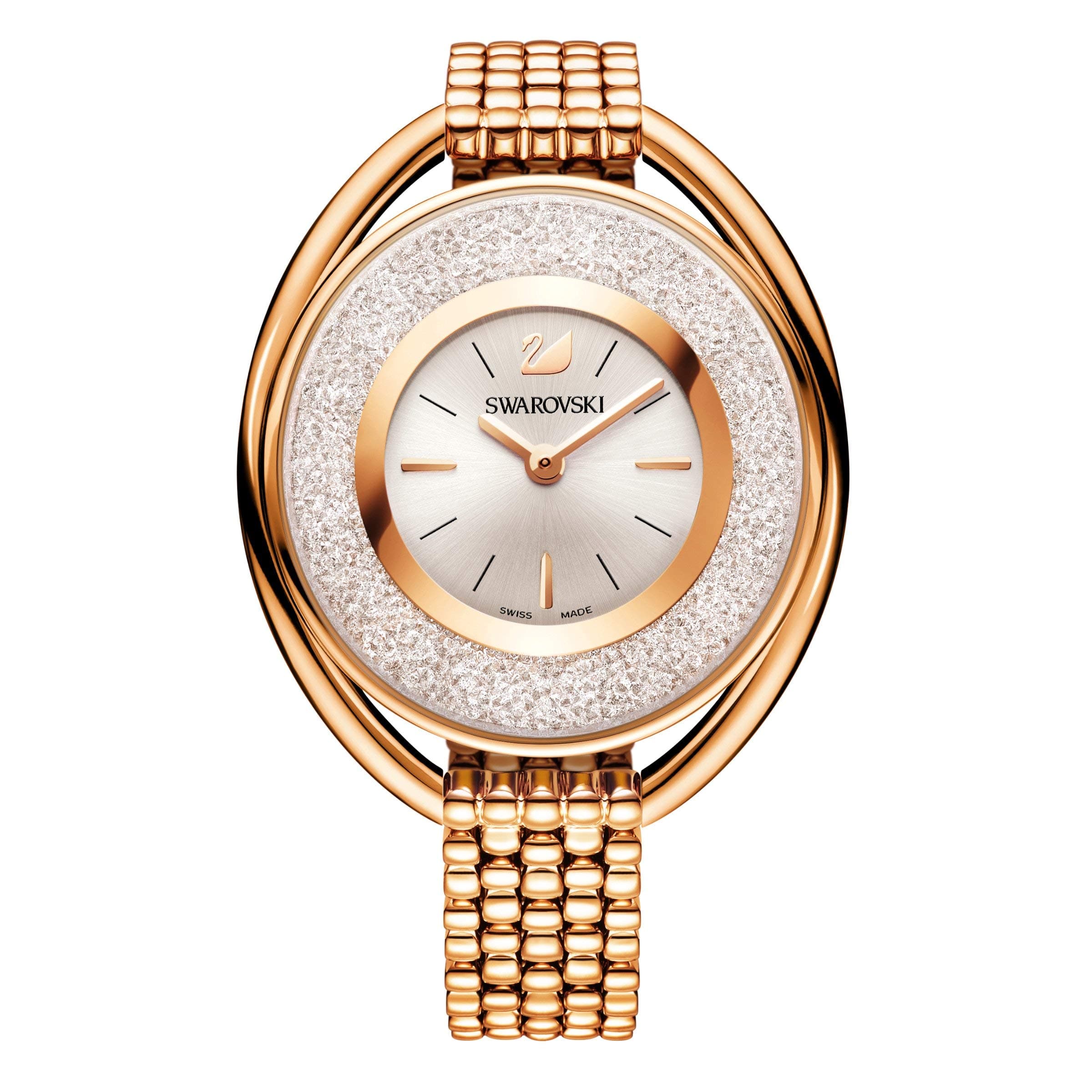 Swarovski Women's Crystalline Oval Watch, Sparkling Swarovski Crystal Wristwatch with an Elegant Strap