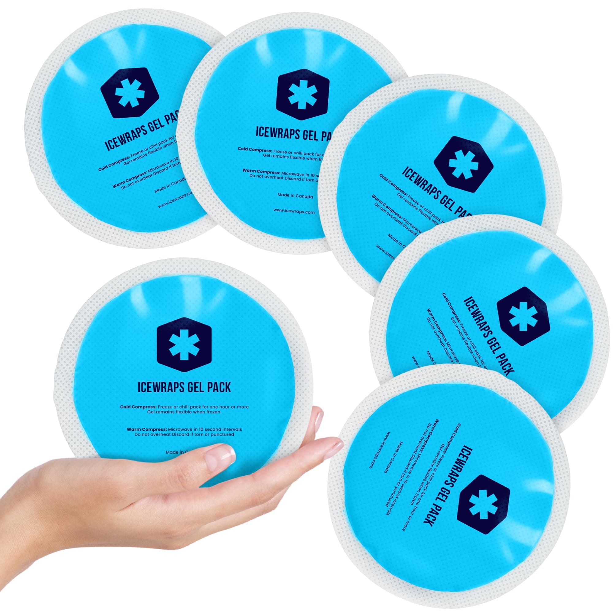 Reusable Round Ice Packs for Injuries, Hot & Cold Gel Therapy Packs, Soft & Flexible Compress for Pain Relief and Recovery, Pack of 5, Blue, FSA-HSA Eligible