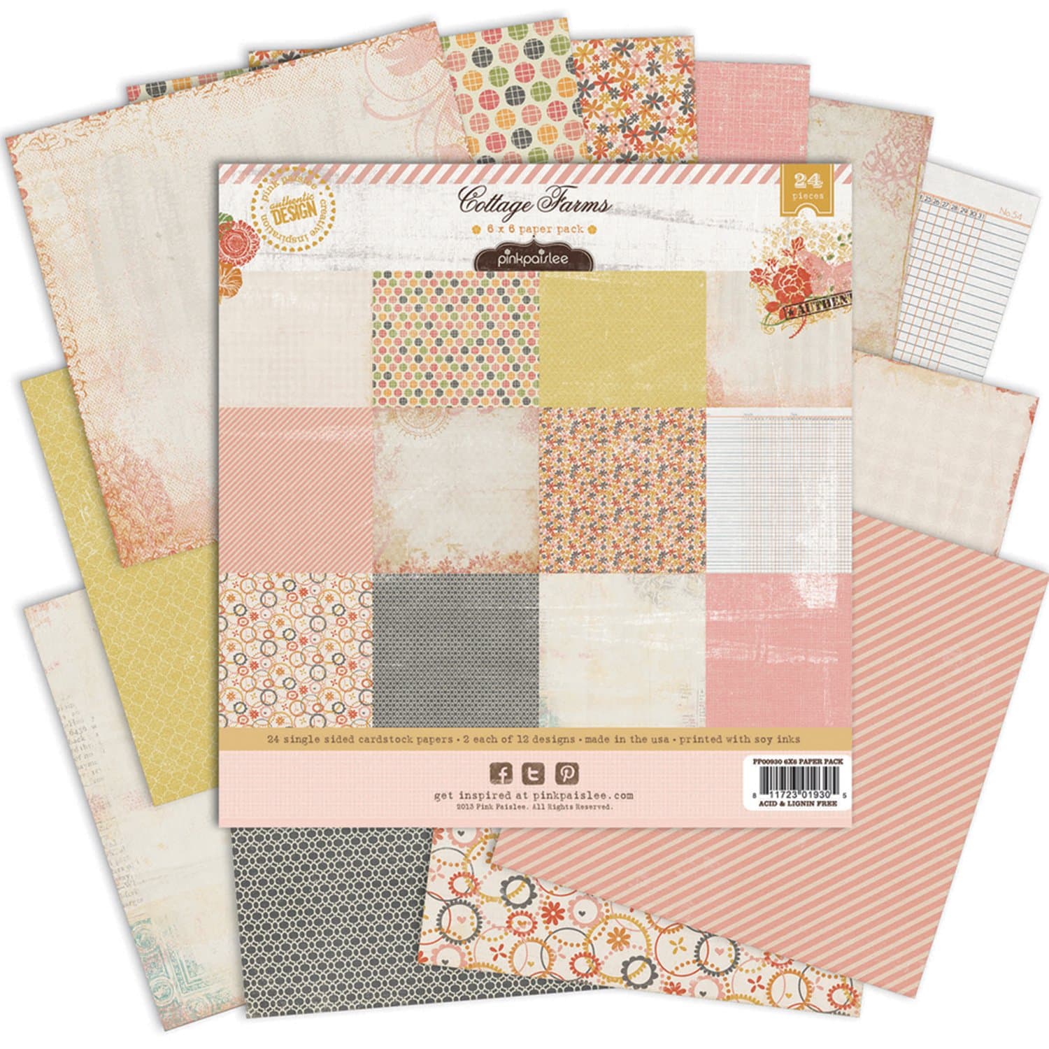 Pink Paislee Cottage Farms 6x6 Paper Pack