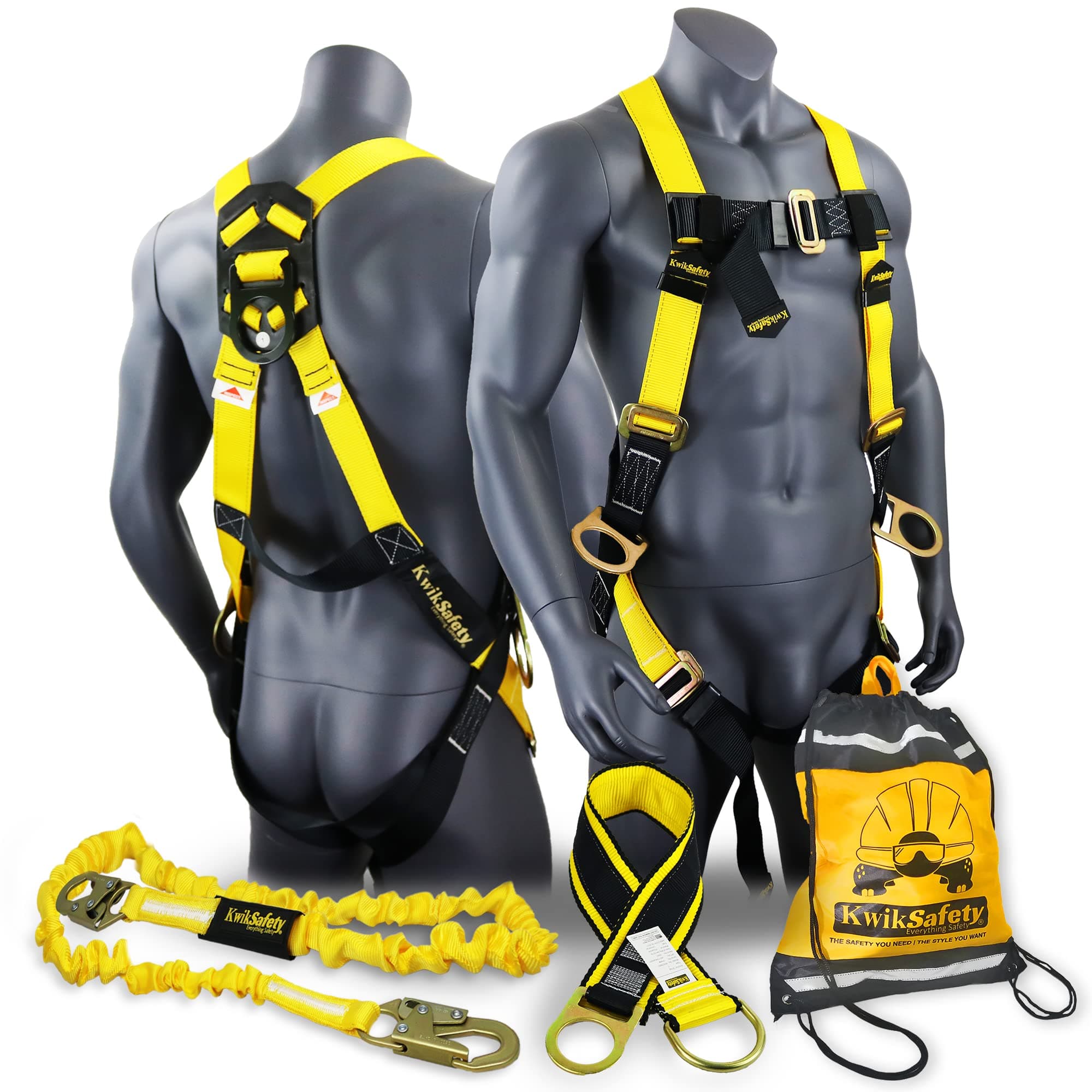 KwikSafetyCharlotte, NC - RATTLER [BEAM ANCHOR KIT] 6 ft Safety Lanyard, 3 D-Ring Safety Harness, Tool Lanyard, 3 ft Cross Arm Strap, ANSI Single Leg Shock Absorbing Fall Protection