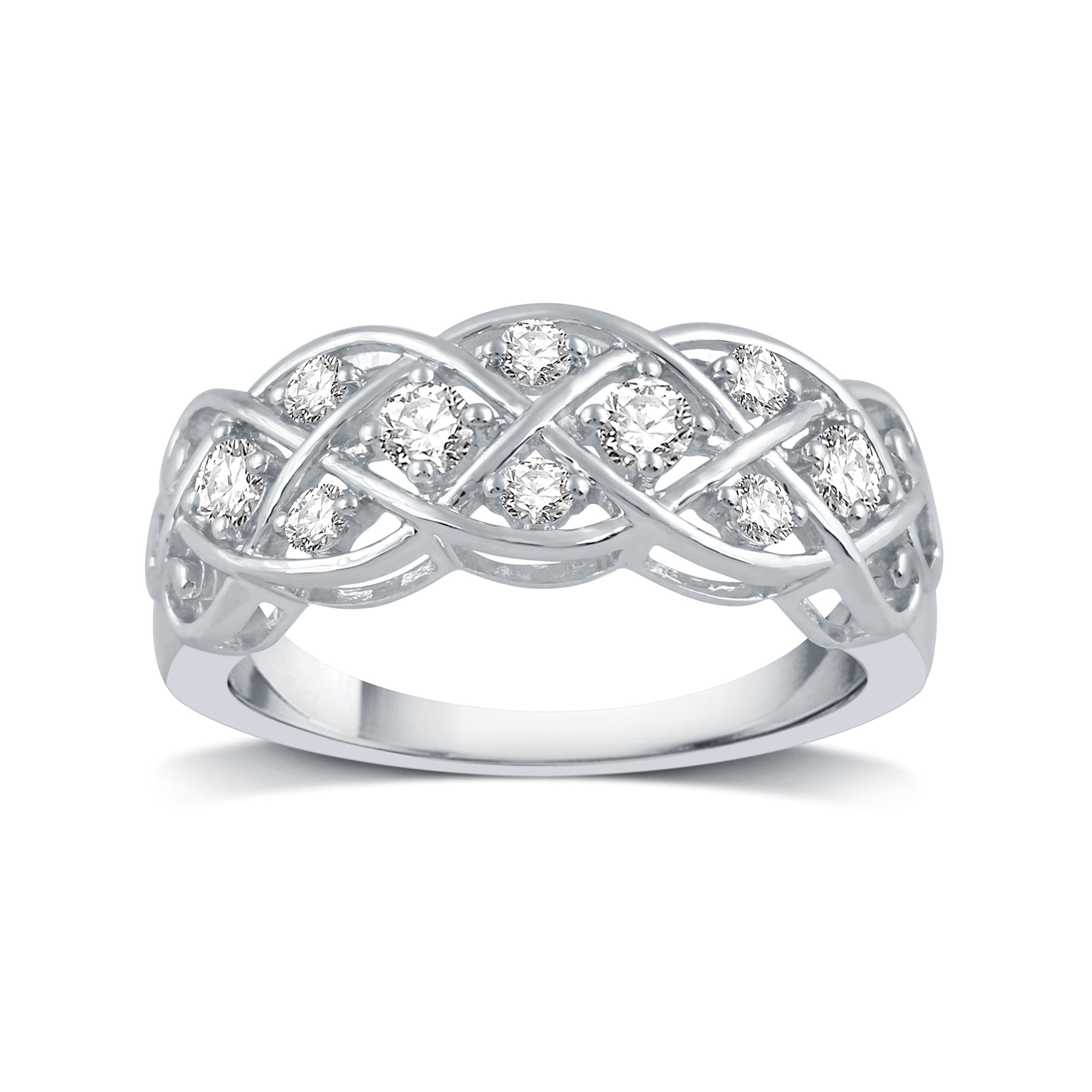 1/3 CT.T.W. Diamond Sterling Silver Criss Cross Anniversary Ring