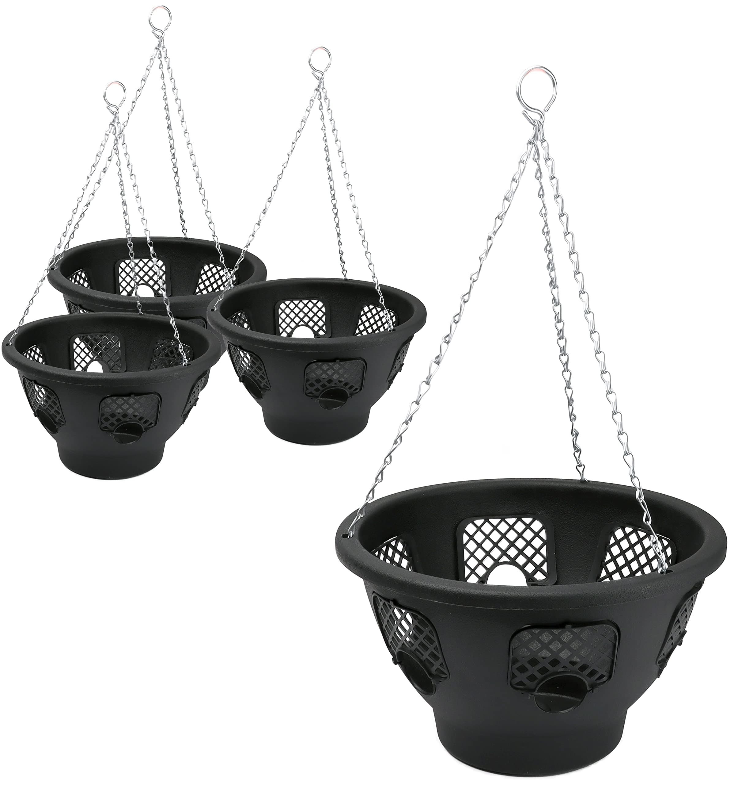 DIVCHI 12 Inch Indoor Outdoor Balcony Patio Hanging Basket Set of 4
