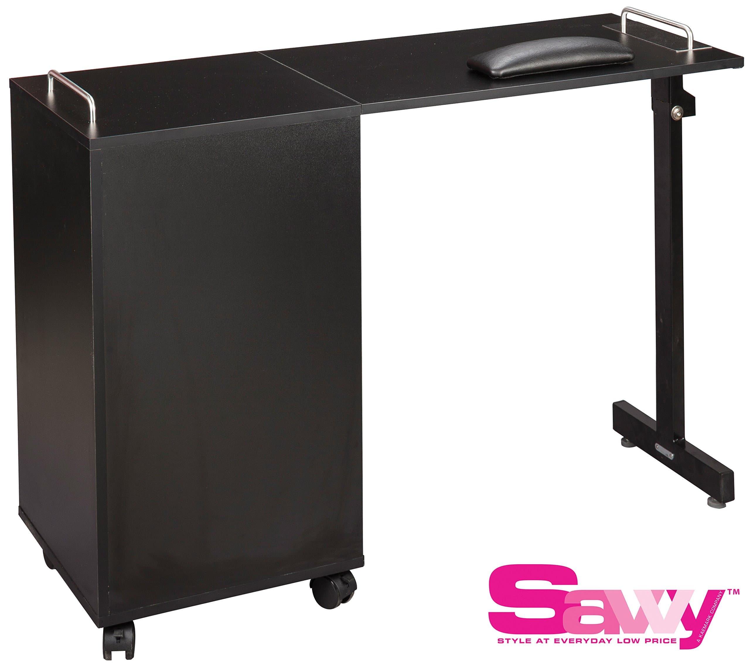 Savvy SAV-071 Lilian Portable Fold-up Nail Table w/3 Drawers + Free Cape Co. Apron ($20 value) In (Warm Carmel Brown)