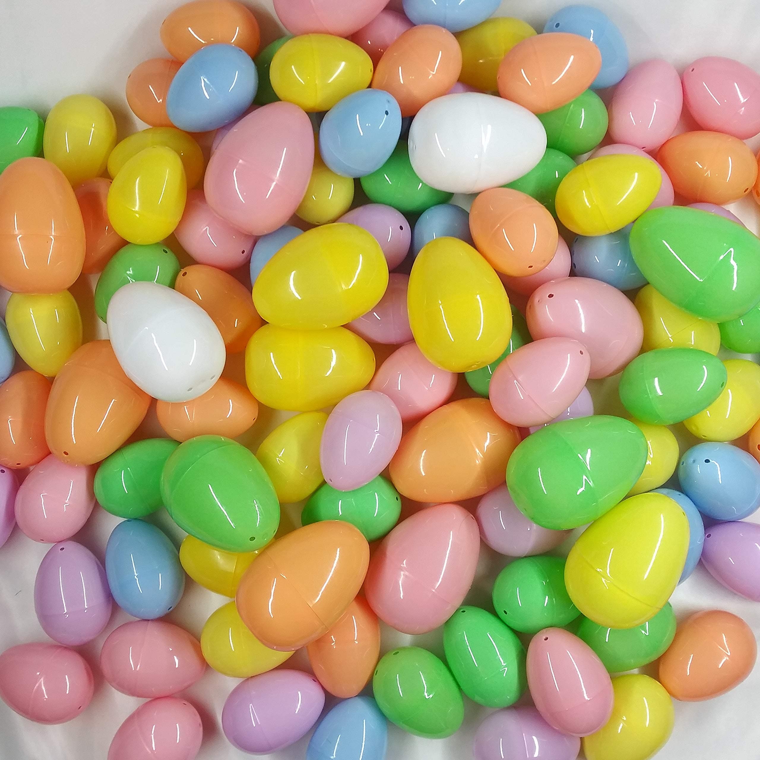 Spritz 36 Mixed Size Plastic Easter Eggs (12 Large & 24 Medium) Colorful Pastel Colored Decoration for Hiding Treats & Filling Baskets