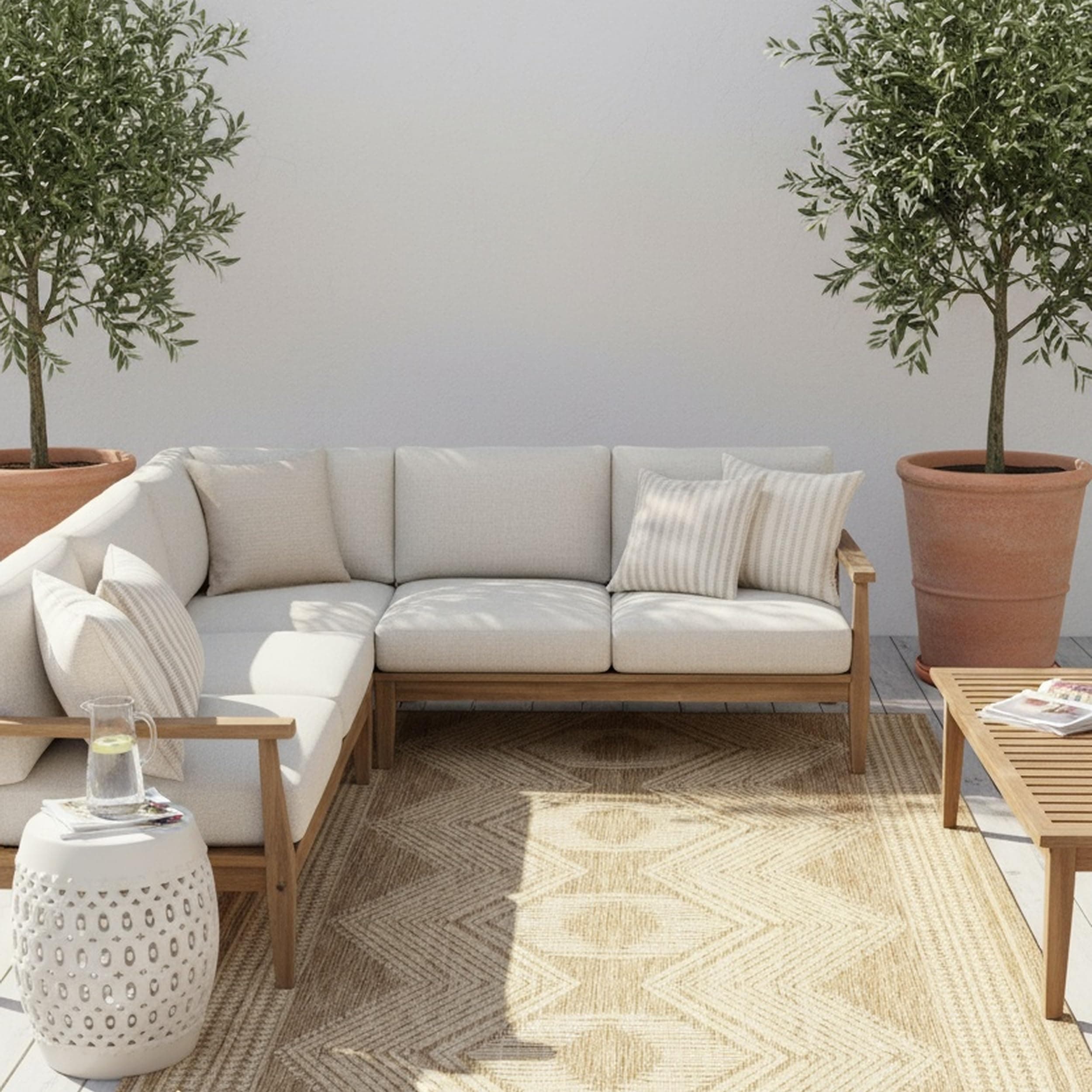 nuLOOM 5x8 Outdoor/Indoor Ranya Tribal Area Rug, Light Brown, Geometric Design, Stain Resistant, Highly Durable, For Patio, Balcony, Bedroom, Dining Room, Living Room, Bathroom