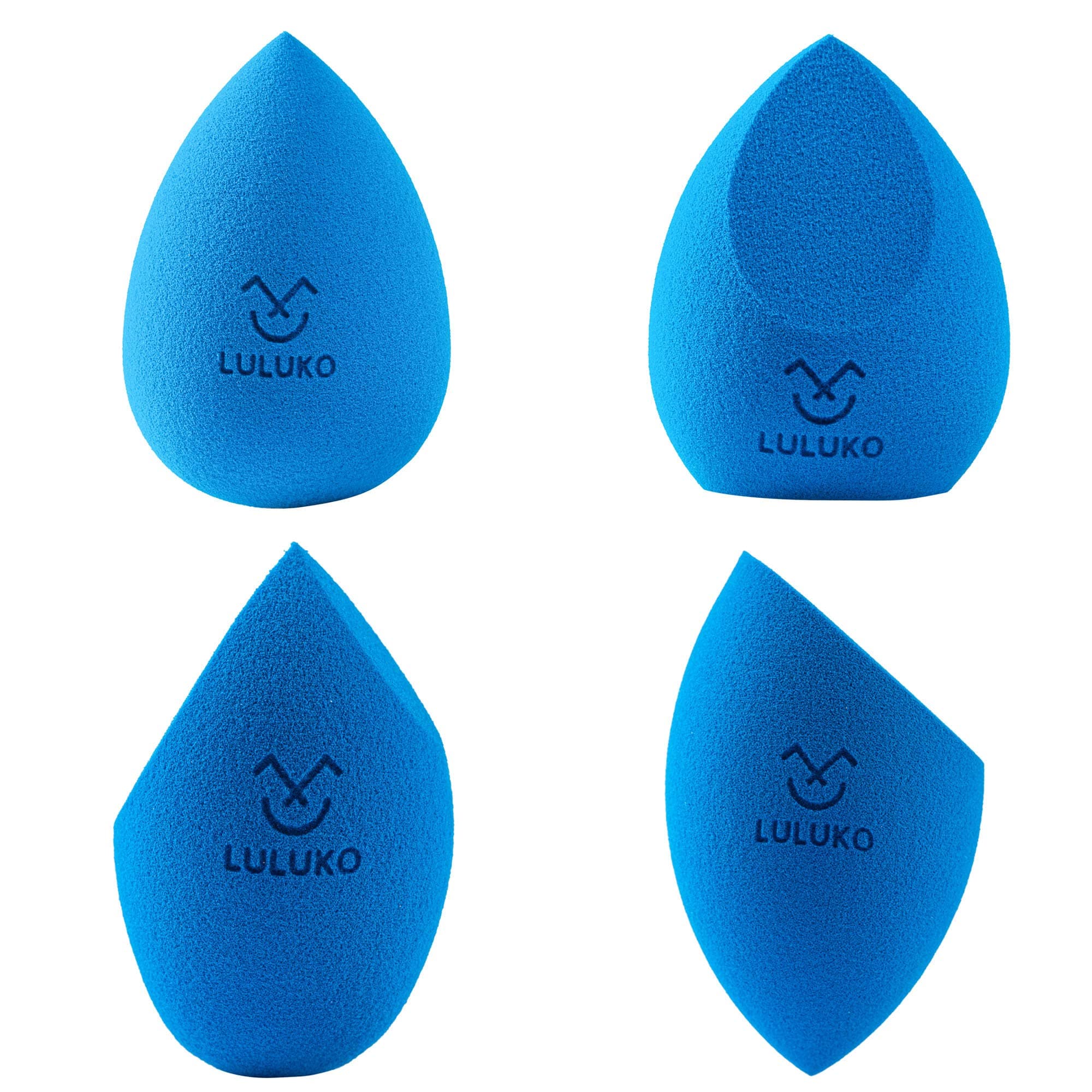 LULUKO Makeup Sponge Blender Beauty Flawless Makeup Blender for Foundations, Powders and Creams (4Pcs Blue)