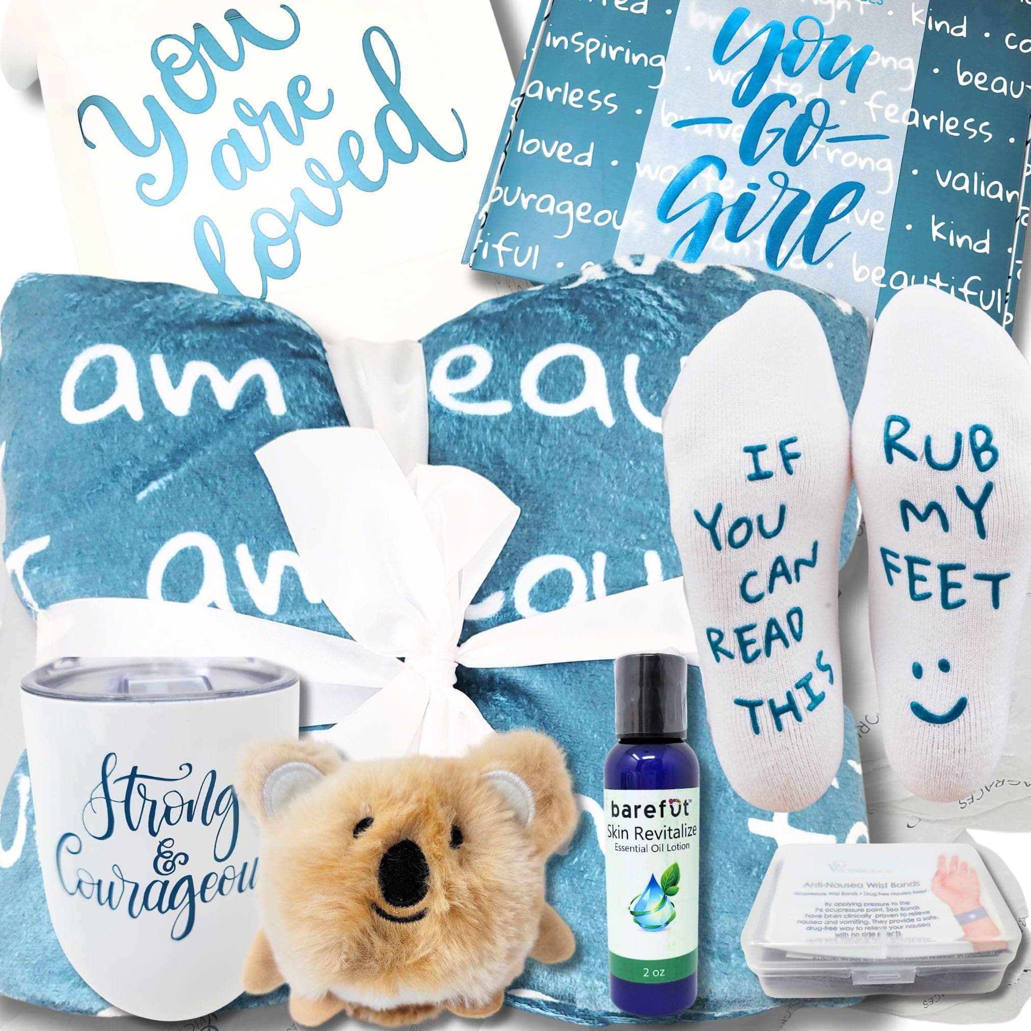 Luxury Care Package for Women Gift Set Cancer, Chemo, Sick, Get Well Soon, Feel Better, Sympathy, Friend, Hospital, Birthday, Holiday, Comfort Care Packages Basket Words Blanket (You Go Girl Package)