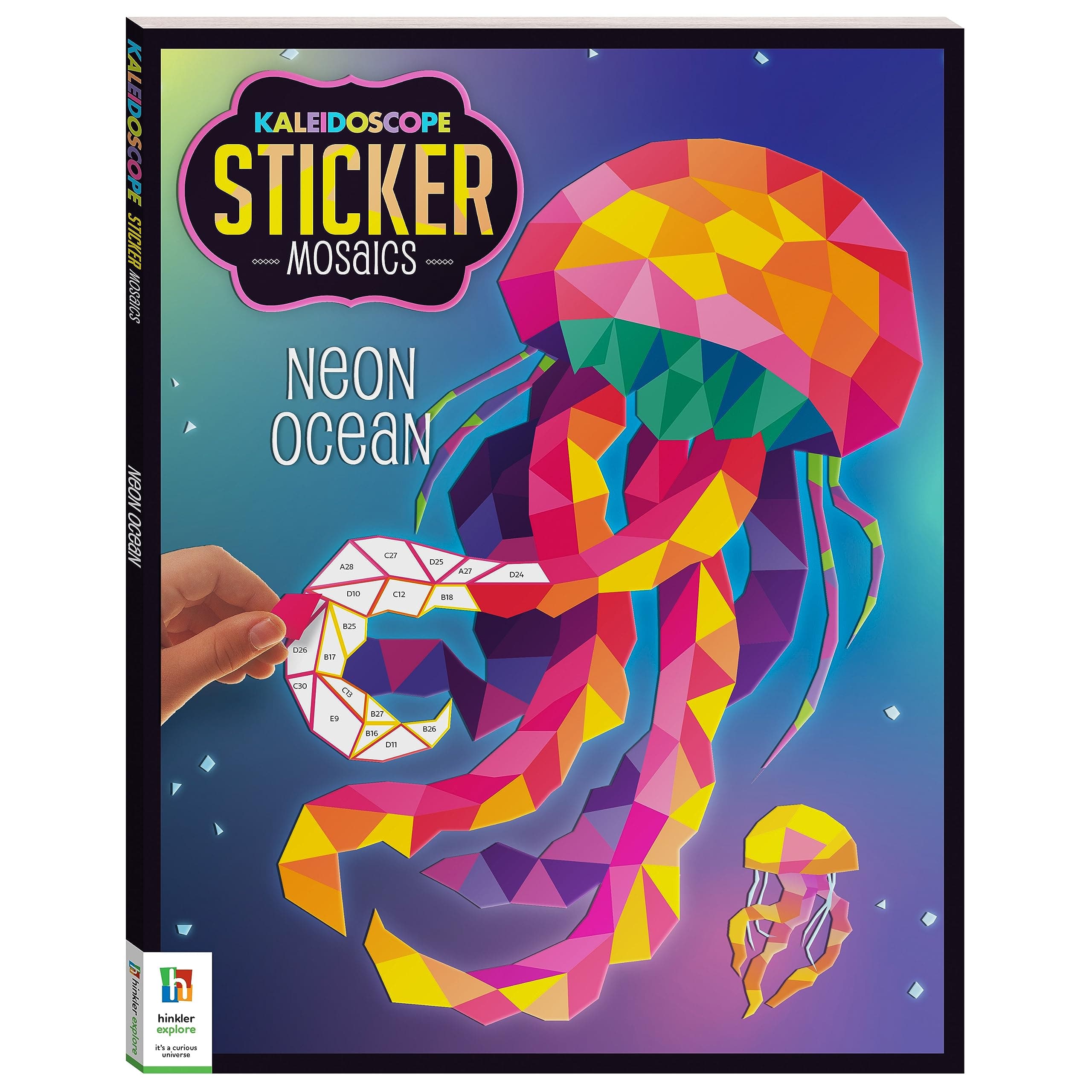 Kaleidoscope Sticker Mosaics - Neon Ocean - Painting by Sticker - Mosaic Sticker Book for Adults - Ocean Creature Sticker Art