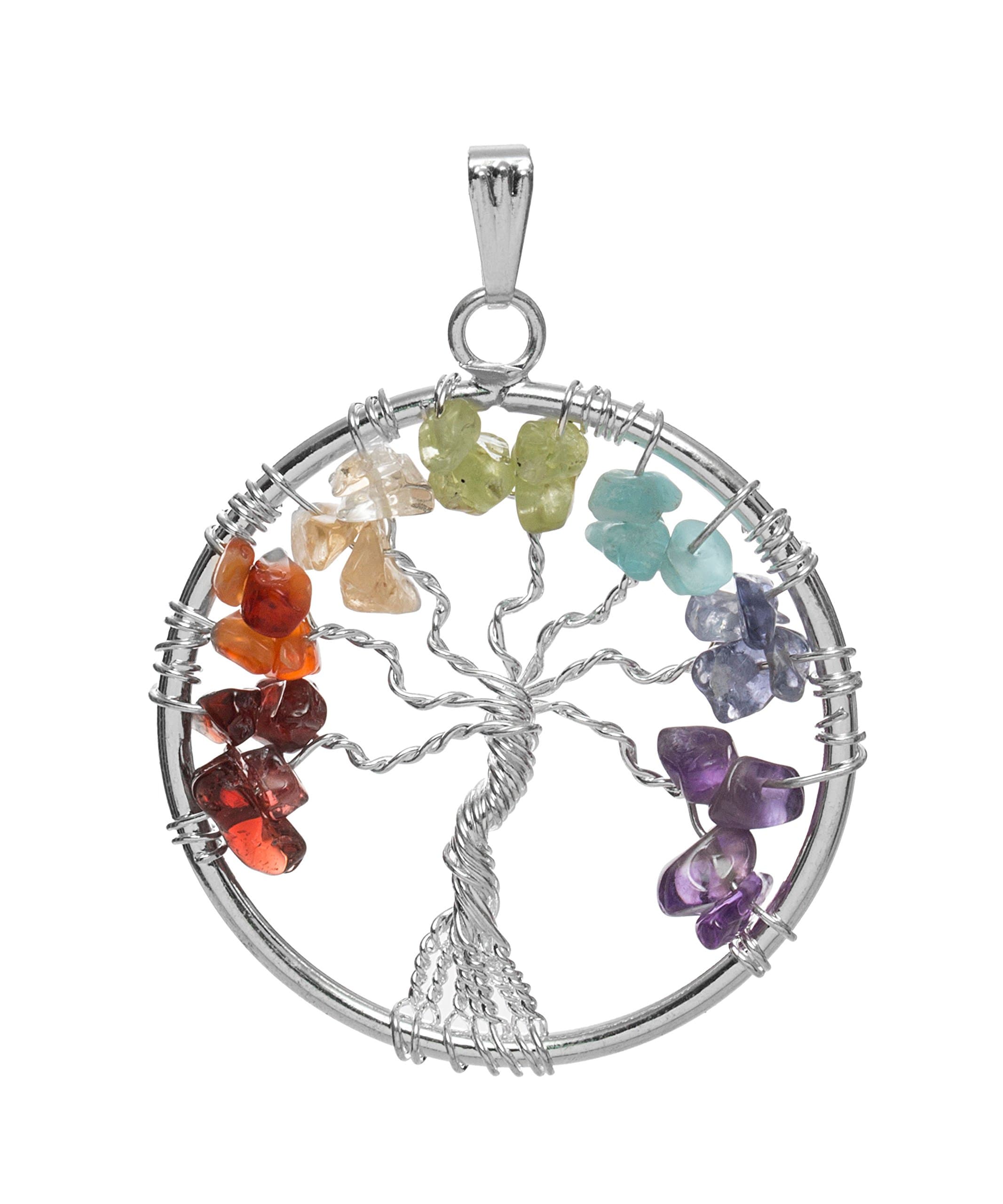 Wisdom Tree of Life Pendant 7 Chakra Stones Holistically Charged Reiki Healing Crystals Products