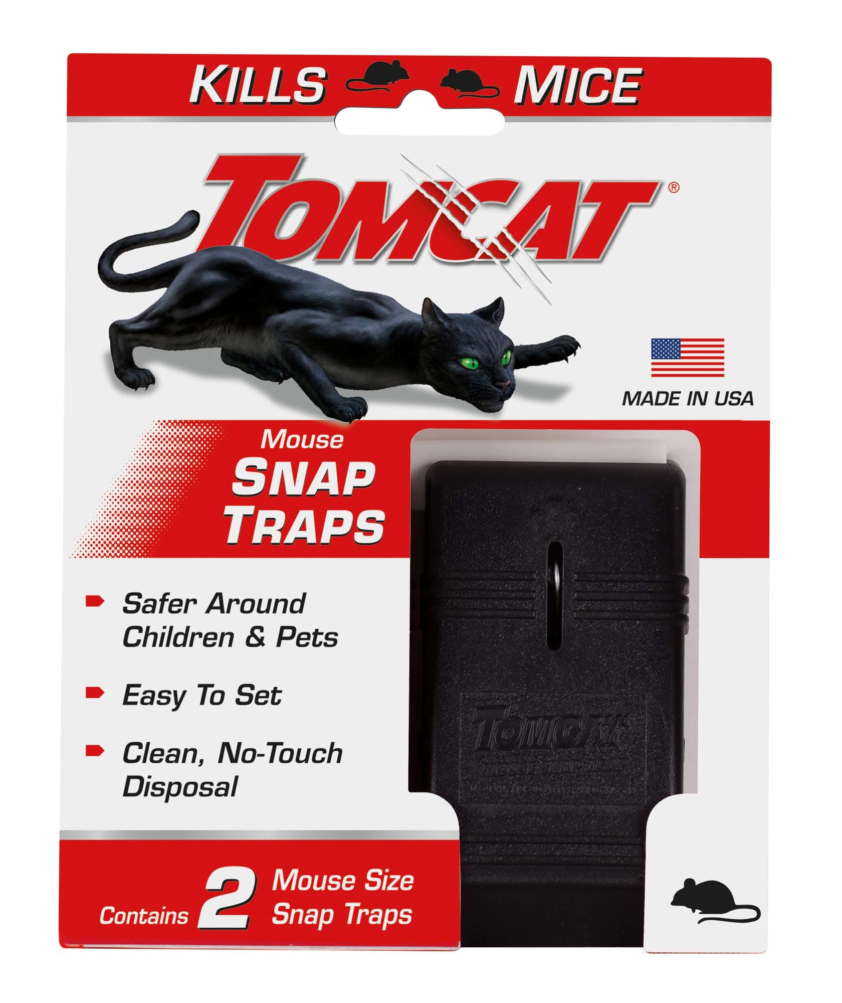 Tomcat Mouse Snap Trap - Reusable Mouse Trap with No-Touch Disposal, Easy Set for Indoor and Outdoor Use, 2 Pack