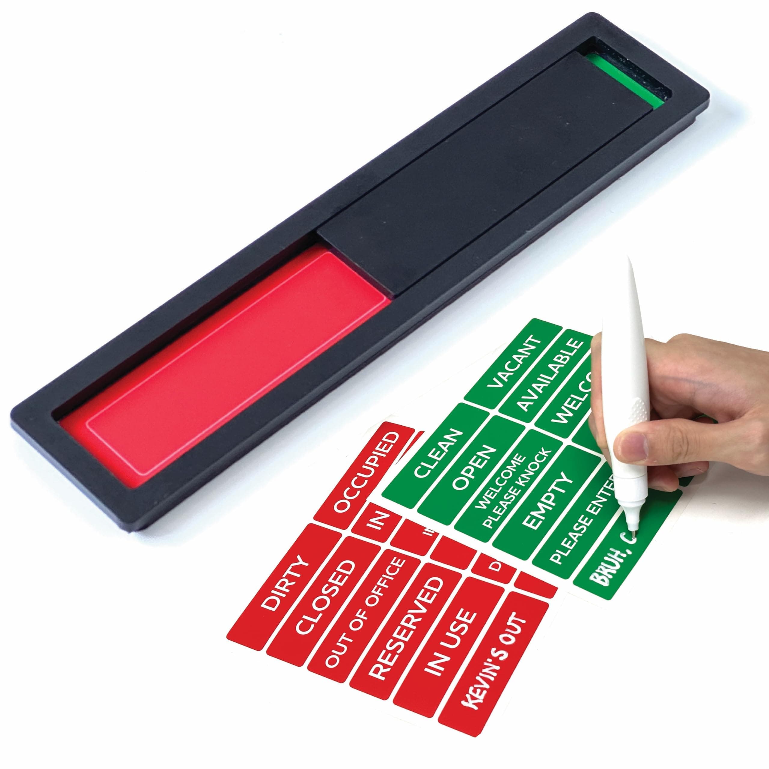 Kubik Letters In A Meeting Sign For Office Door, Do Not Disturb, Out of Office Available and Away, Meeting in Progress, Occupied Bath Room, In Session for Therapist, Customizable Vinyl - Black