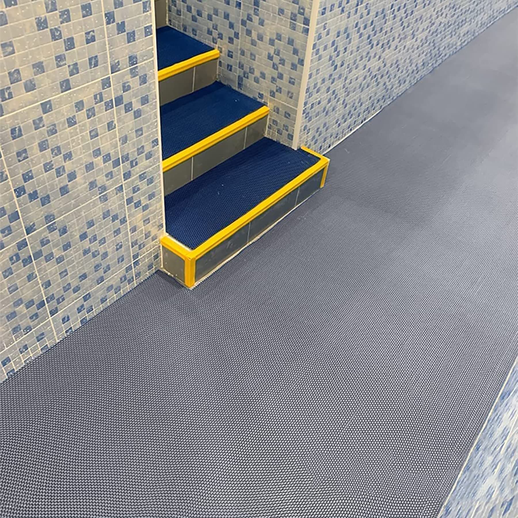 WLWLEO Drainage Non Slip Wet Area Floor Mat Commercial Soft PVC Waterproof Mat 3x10 Ft Splash Drain Flooring Mats for Swimming Pool Bathroom Restaurant Kitchen Patio,Gray/Grey,0.9×3M