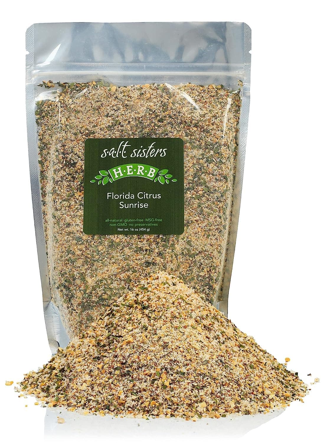 s.a.l.t. sisters Florida Citrus Sunrise Seasoning - Dried Citrus & Salt Seasoning for All Cuisines - Versatile Enhances Flavor of Tomatoes, Chicken, Pork, Beef, Fish - Resealable Pouch - 6 oz