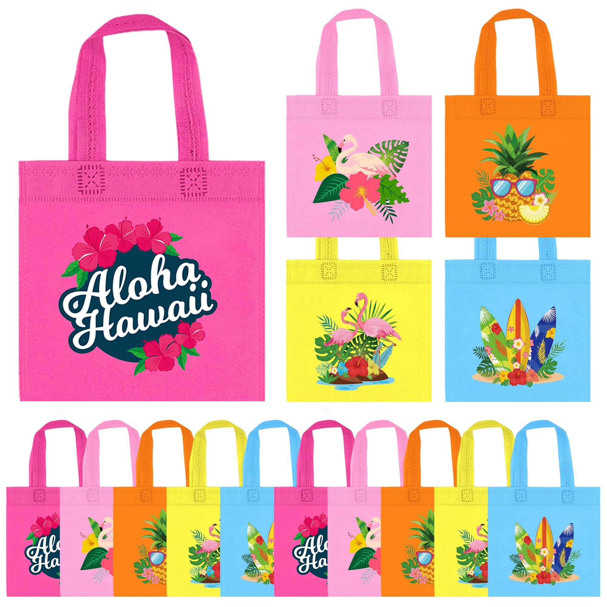 20 PCS Flamingo Party Favor Bags Hawaiian Birthday Party Supplies Goodie Bags for Flamingo Aloha Summer Beach Birthday Party Decorations Baby Shower Supplies (Flamingo)