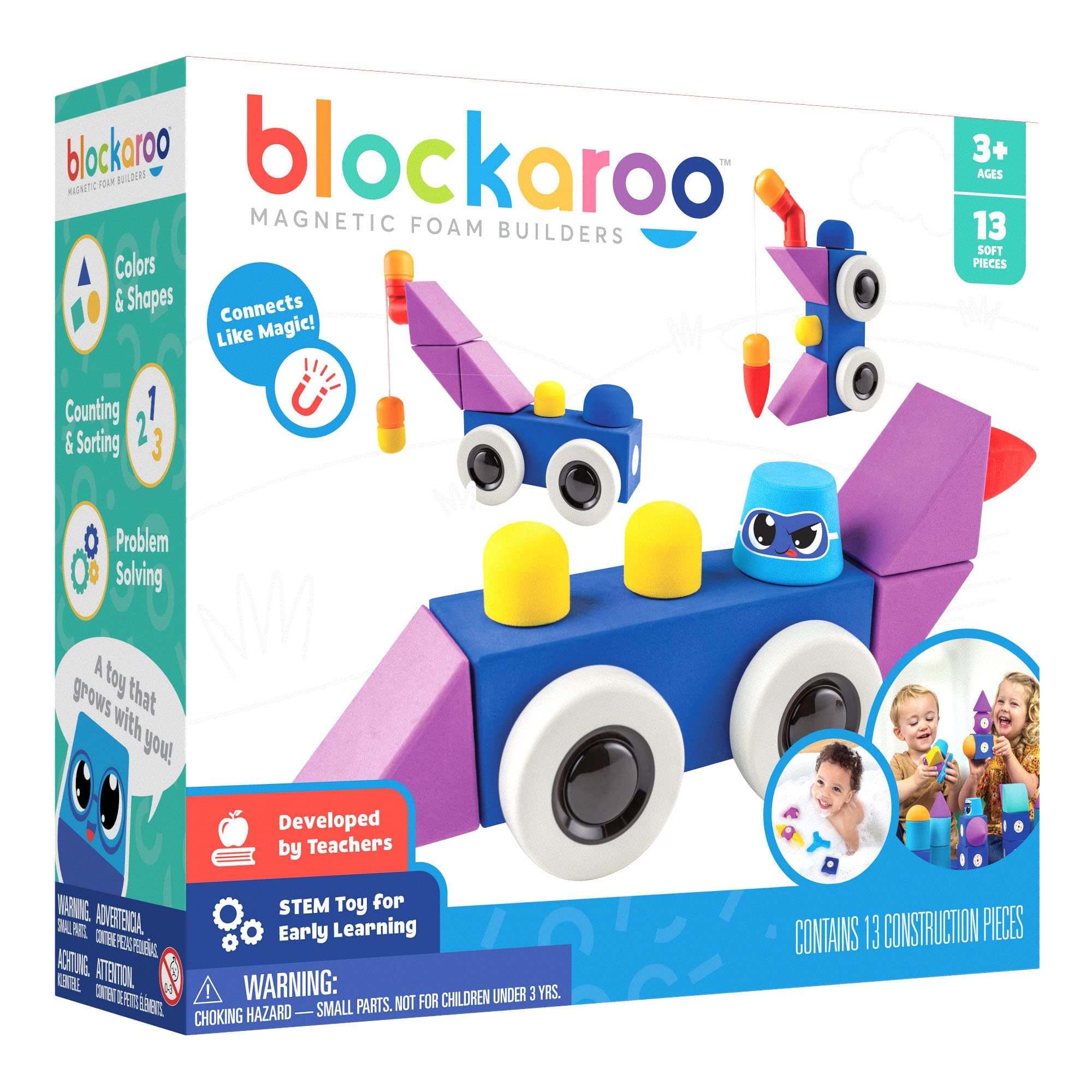 Blockaroo Magnetic Foam Blocks -Medium -Roadster