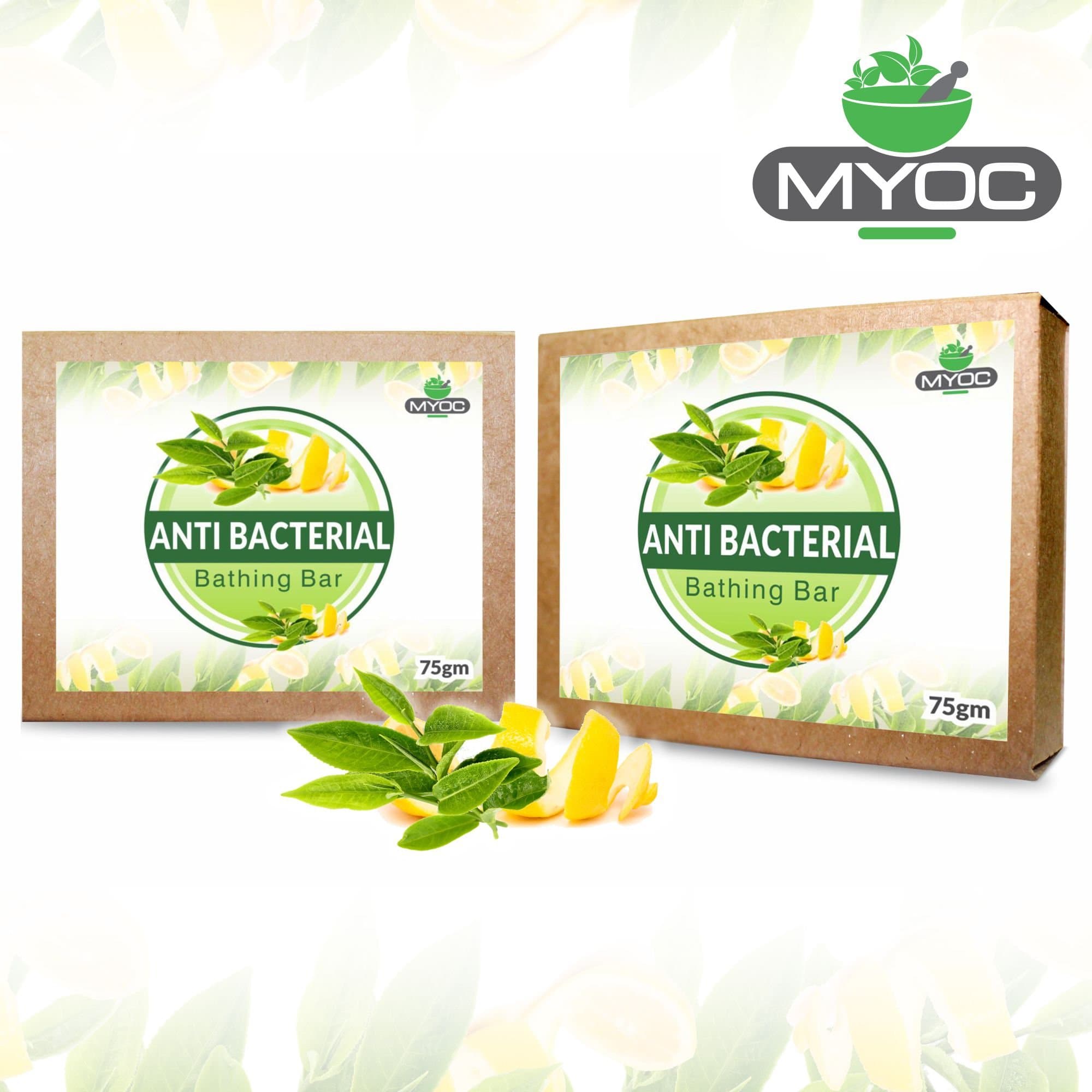 MYOC Anti Bacterial Tea Tree Essential oil Bathing Soap Bar | Triclosan Glycerin and Vitamin-E Goodness Filled Soaps For Acne Free Soft And Clear Skin For Women | Men
