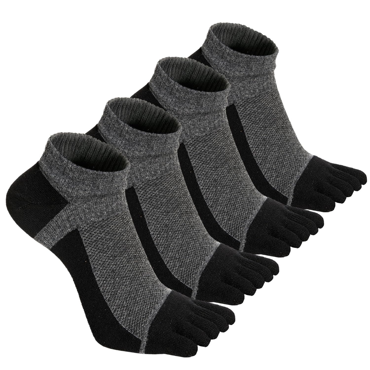 Toe Socks for Men Women Ankle Cotton Five Fingers Socks Low Cut Athletic Running Socks 4 Pairs Size 8-11
