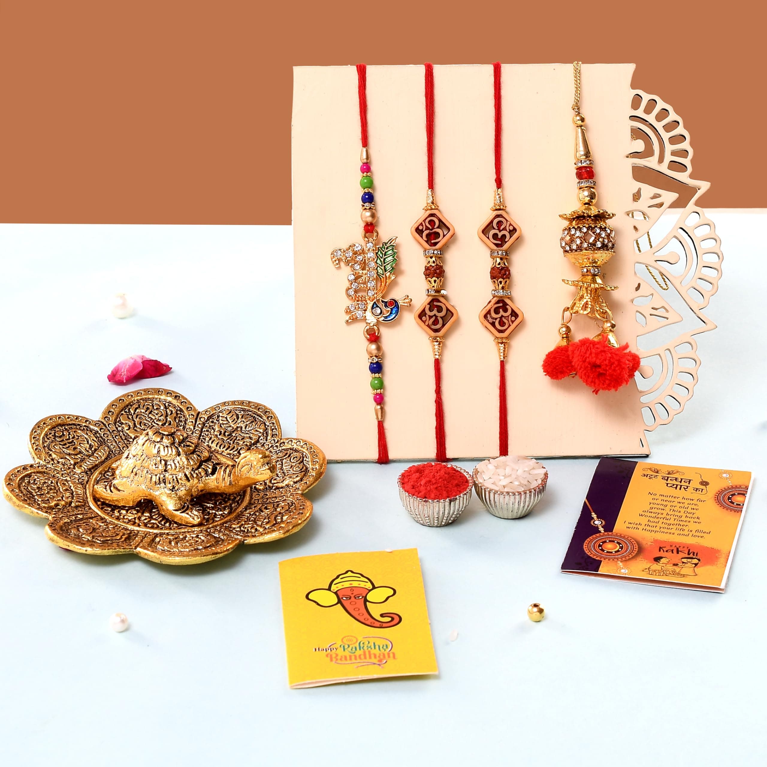 Collectible India Rakhi Gift for Brother and Bhabhi with Tortoise Good Luck, Rakshabandhan Gifts Combo Rakhi for Rakshabandhan, Gifts for Bhaiya Bhabhi Men Women
