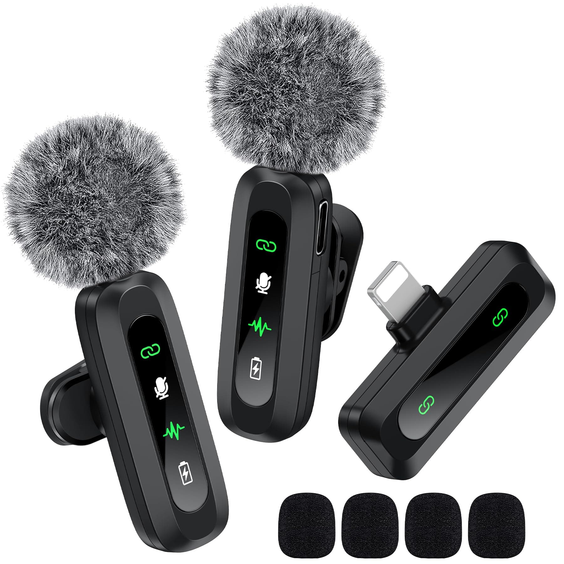 GoorDik Wireless USB C Lavalier Microphone Mini Clip-on Mic for iPhone 15/Android Phone/Tablet/PC Video Recording with Rotatable Clip&Denoise Recording