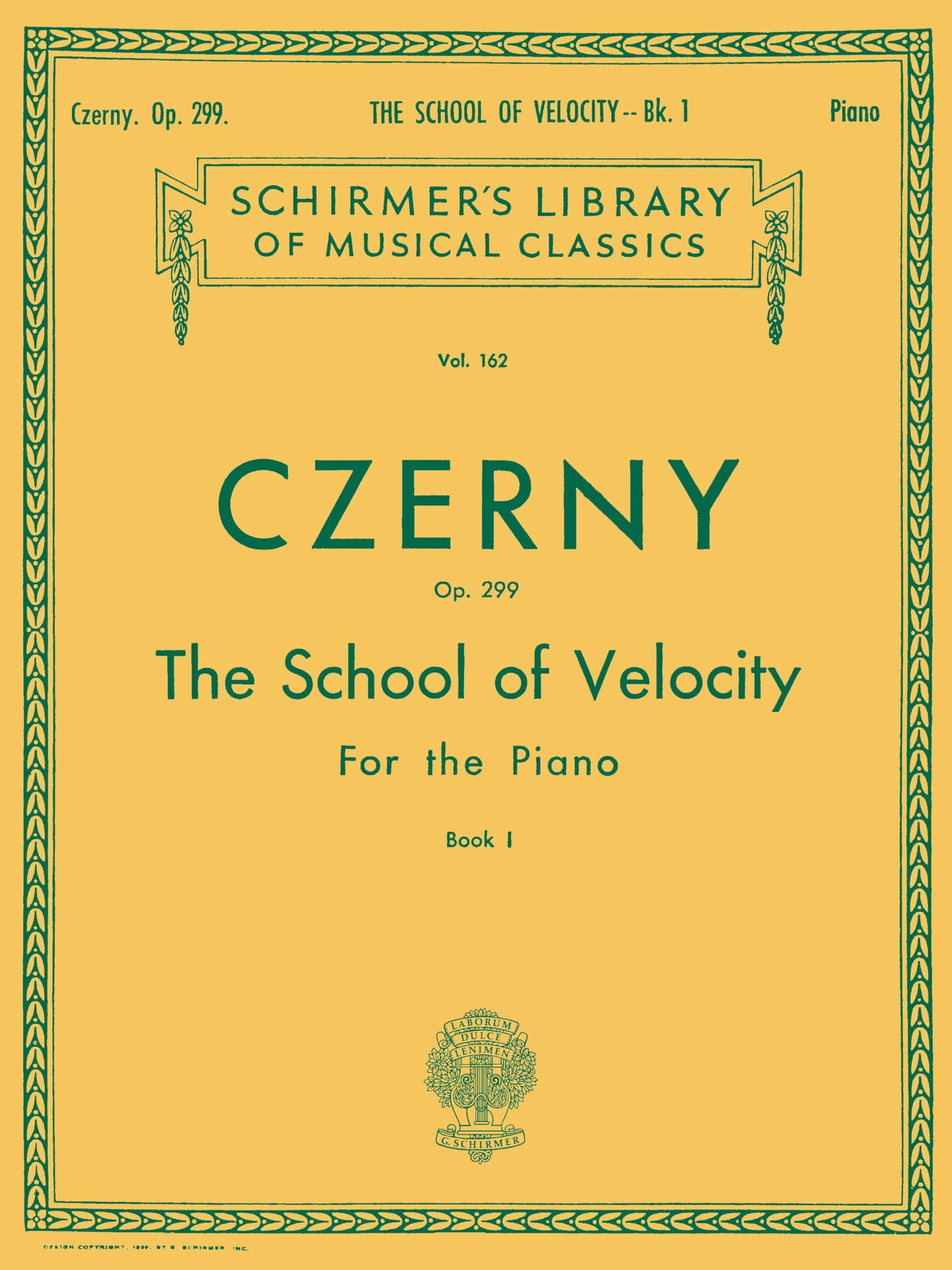Czerny: School of Velocity for the Piano Op. 299 Book 1 - Schirmer Vol. 162 |Piano Technique Studies for Intermediate to Advanced |Classical Etudes for Finger Strength and Speed | Sheet Music Songbook